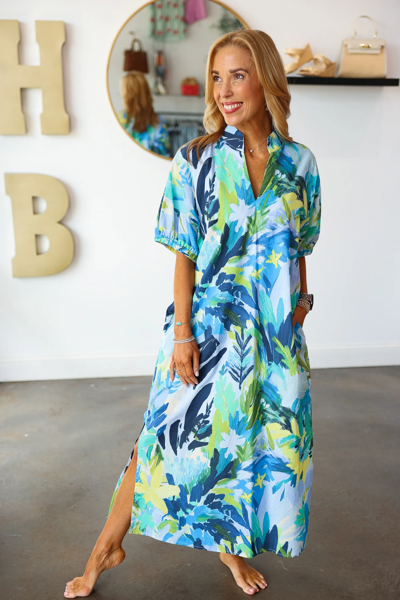Abstract Print Dress - Blue - Image 4