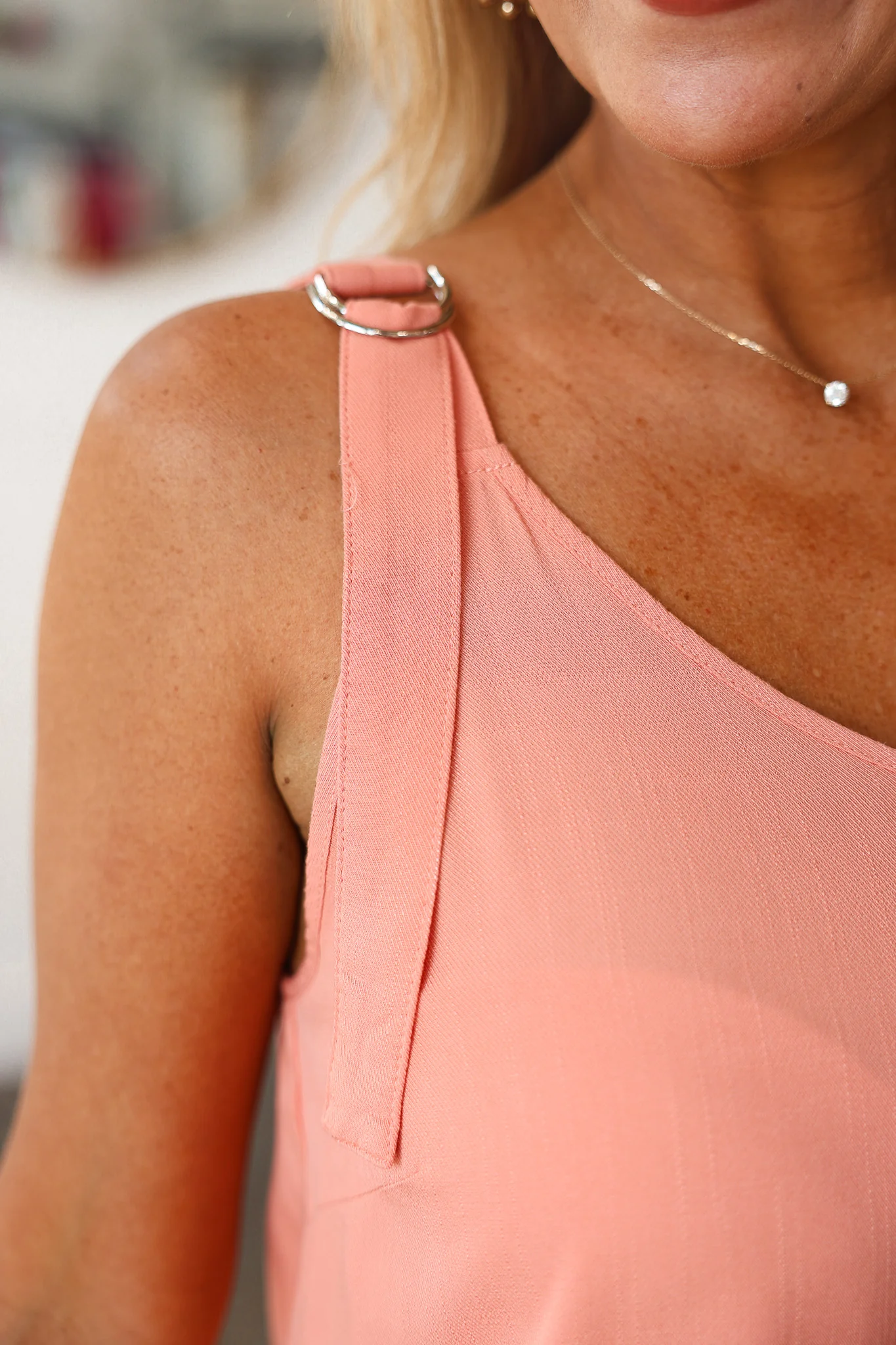 Adjustable Strap Tank - Light Coral - Image 6