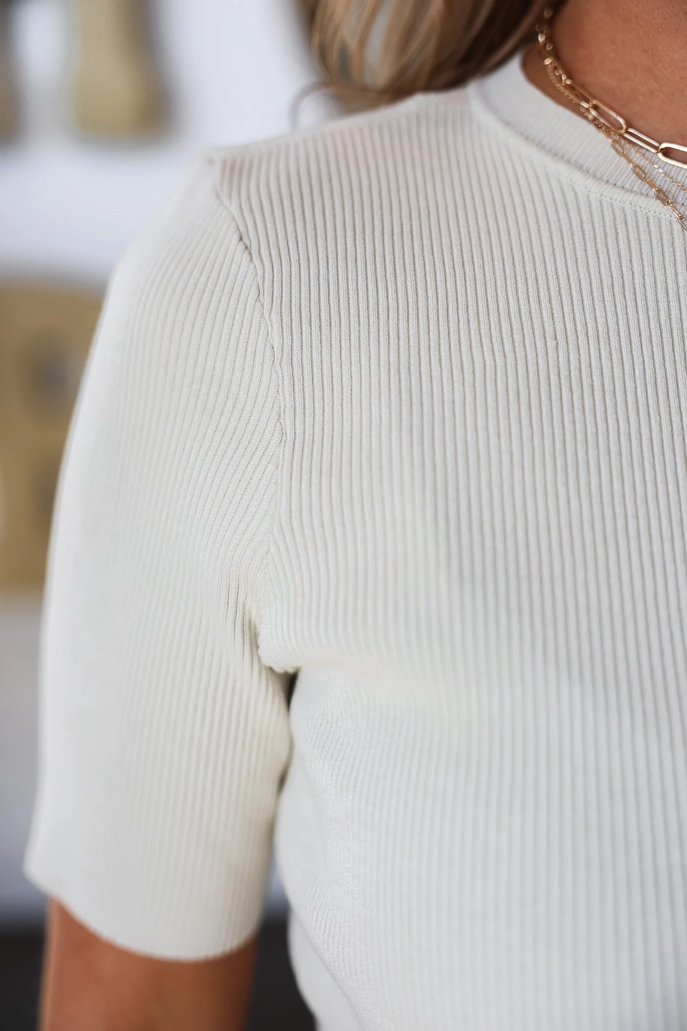 Basic Short Sleeve Top - Oyster - Image 6