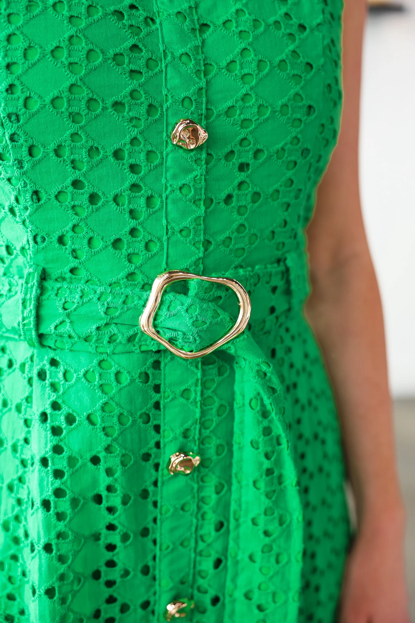 Belted Maxi Dress - Green - Image 9