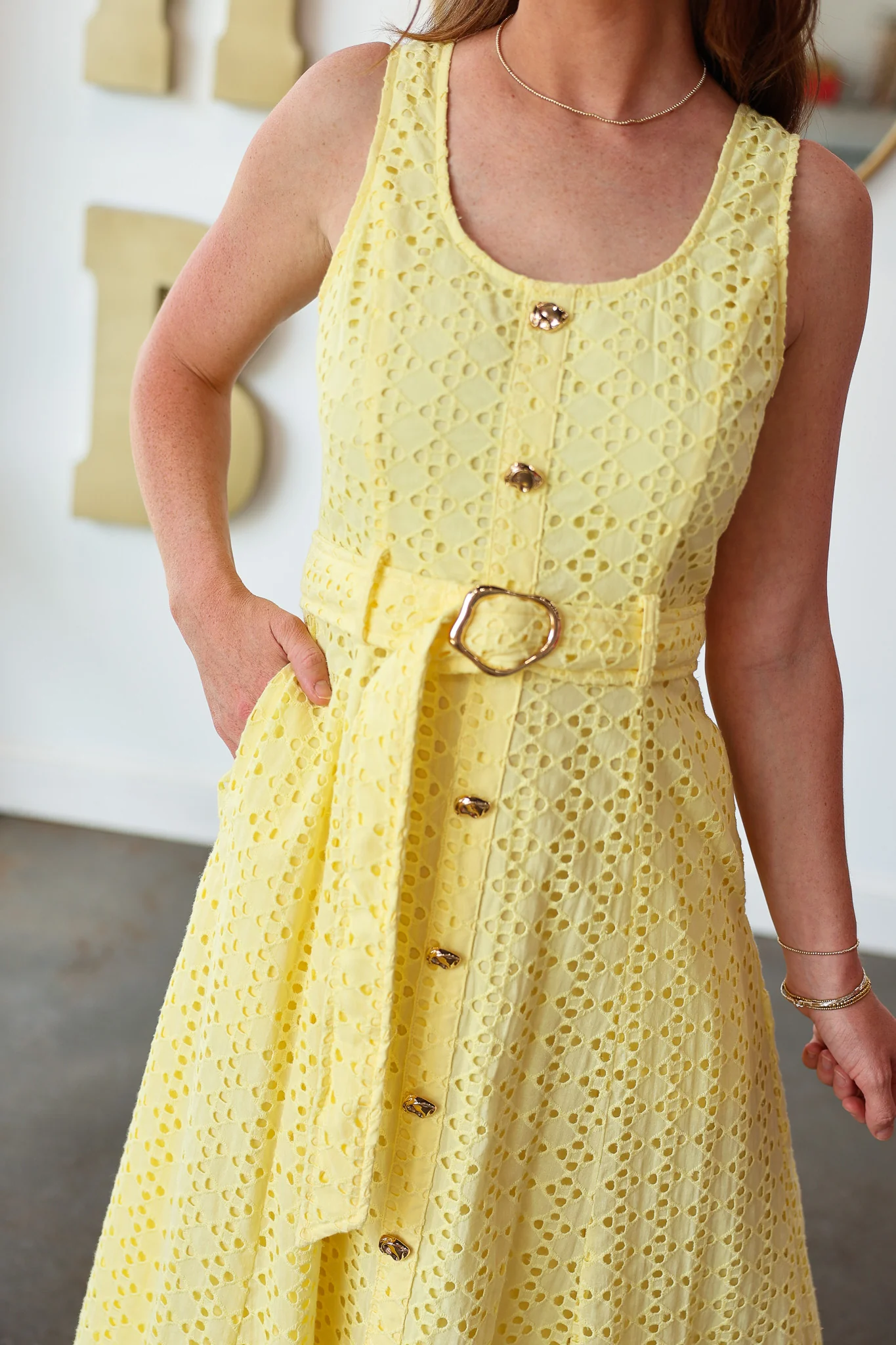 Belted Maxi Dress - Yellow - Image 2