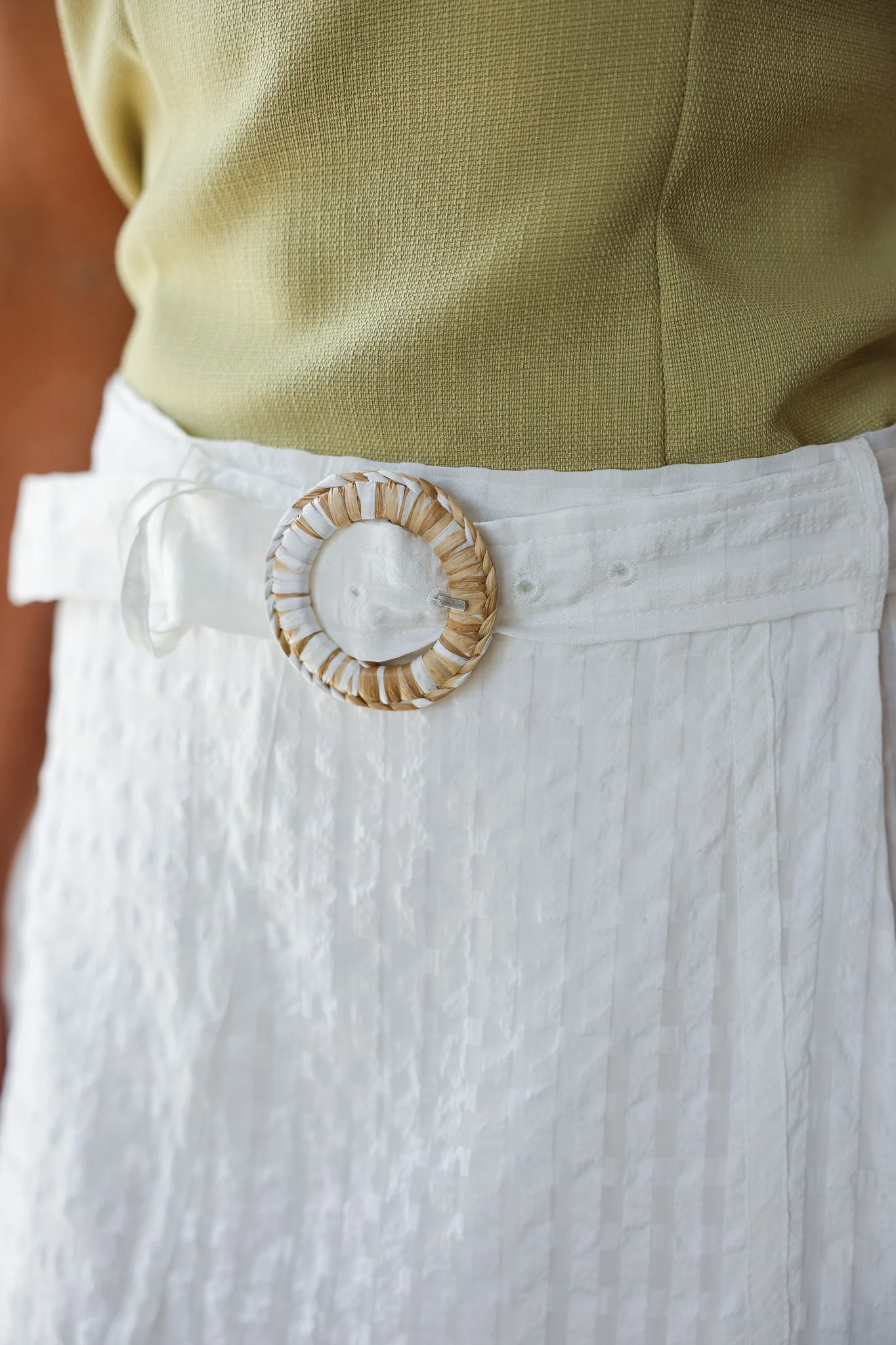 Belted Midi Skirt - White - Image 3