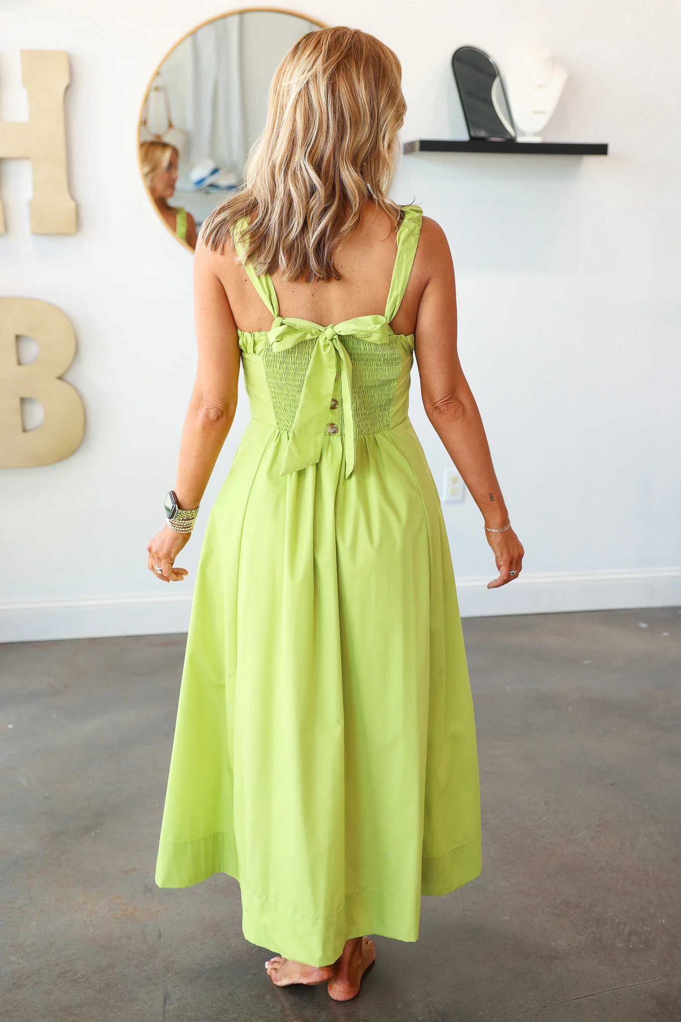 Bow Back Dress - Chartreuse - Image 6
