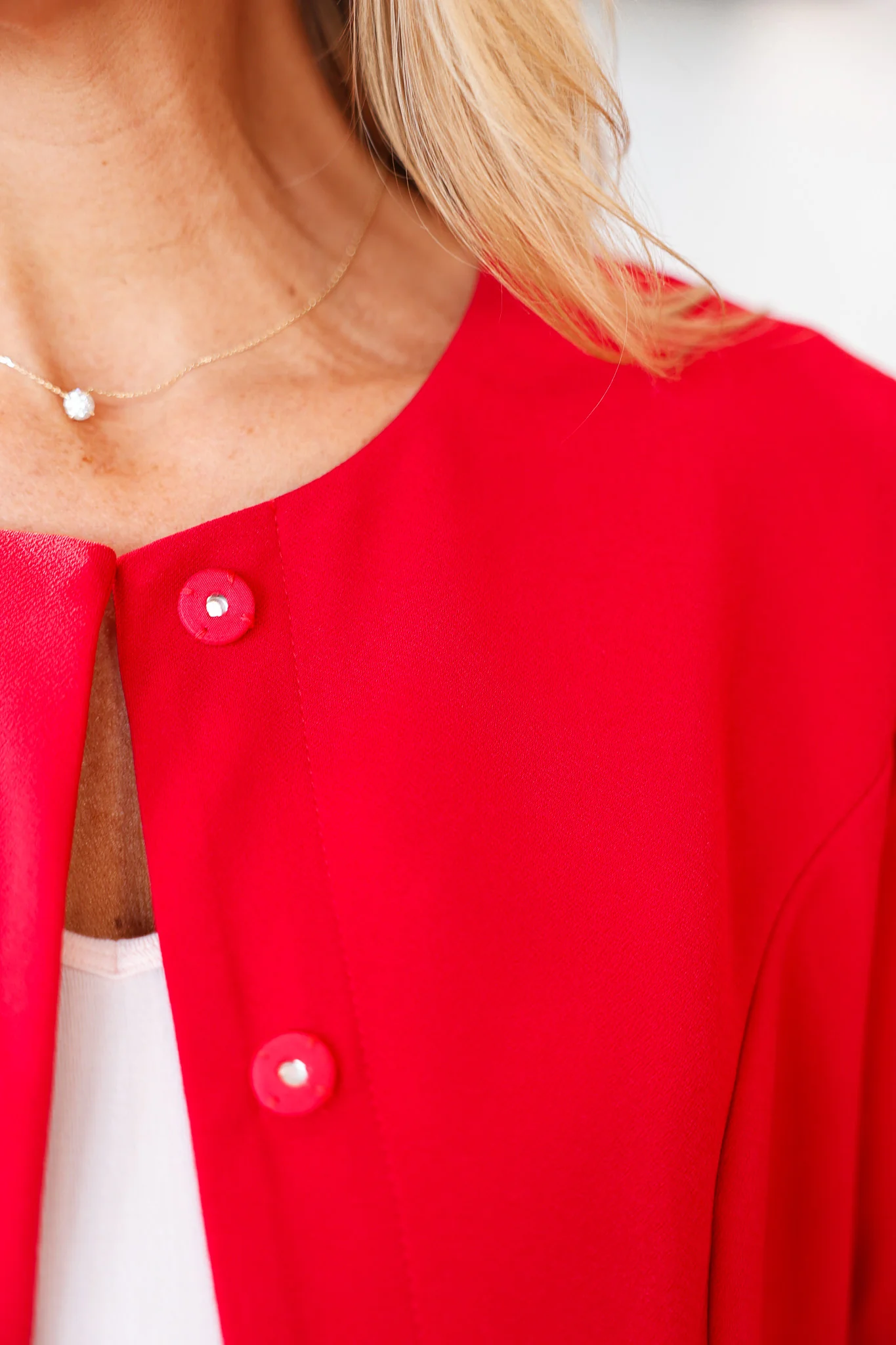 Bow Pocket Ponte Jacket - Red - Image 10