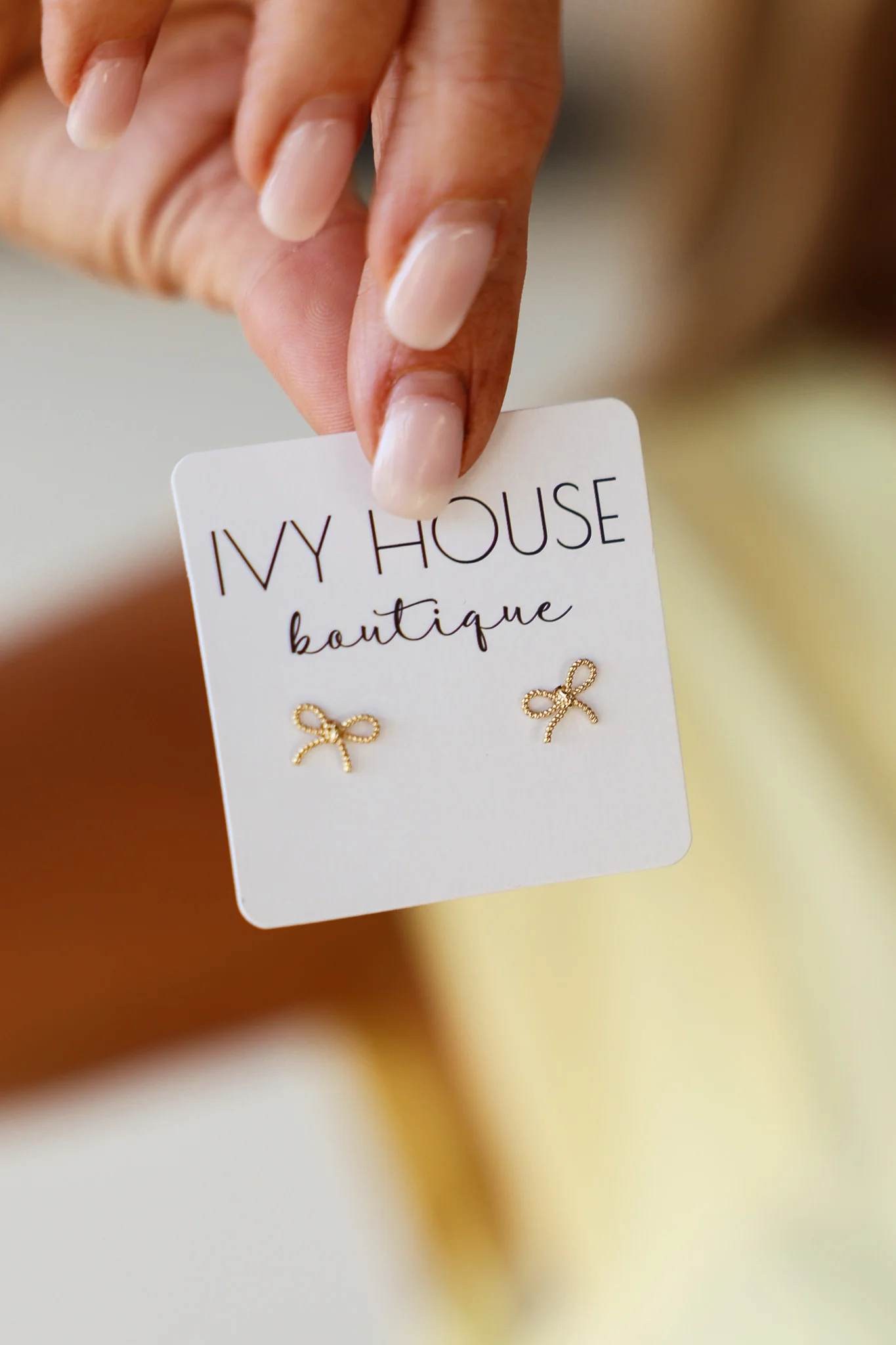 Bow Stud Earrings - Gold