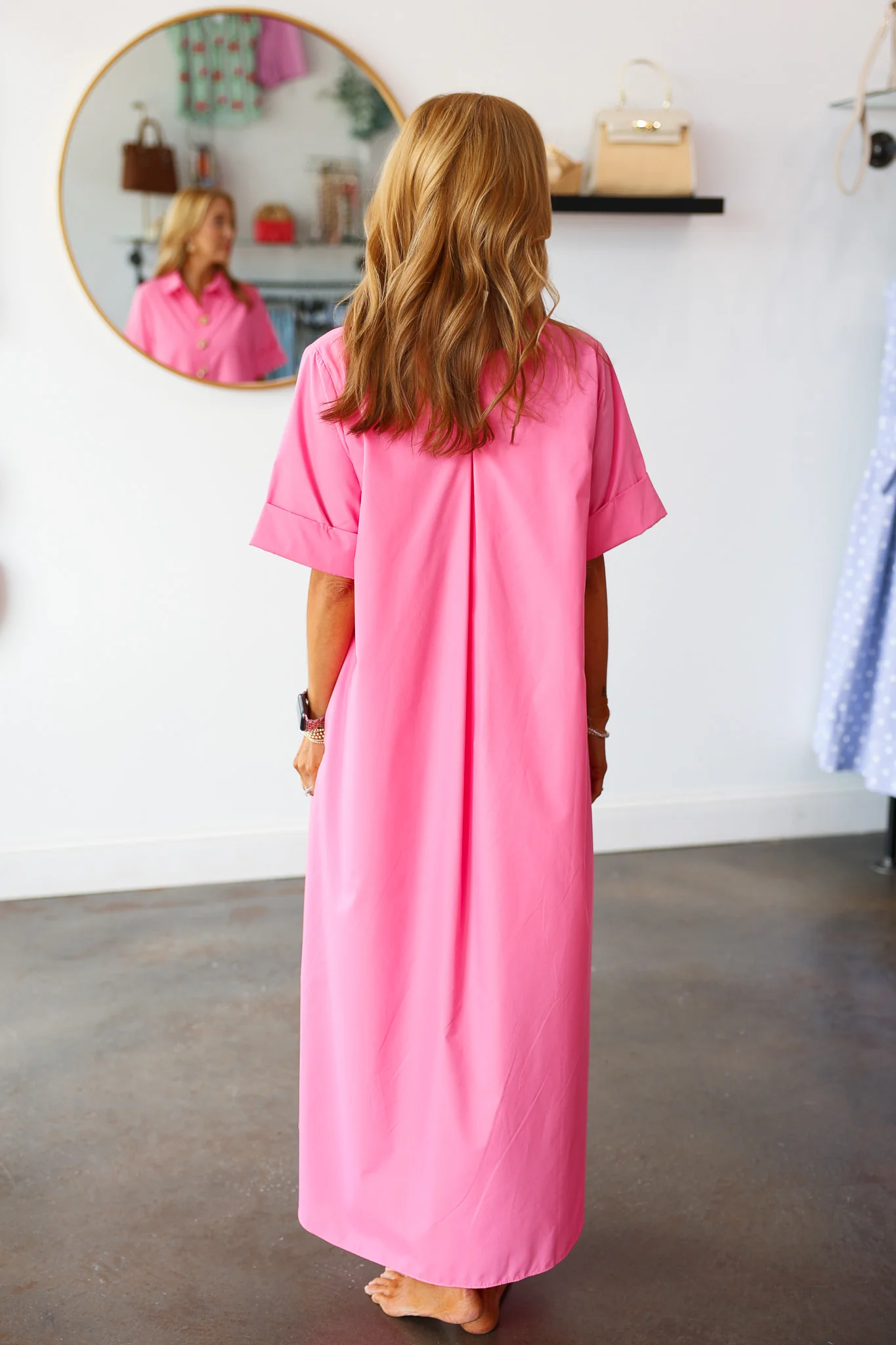 Button Detail Midi Dress - Pink - Image 8