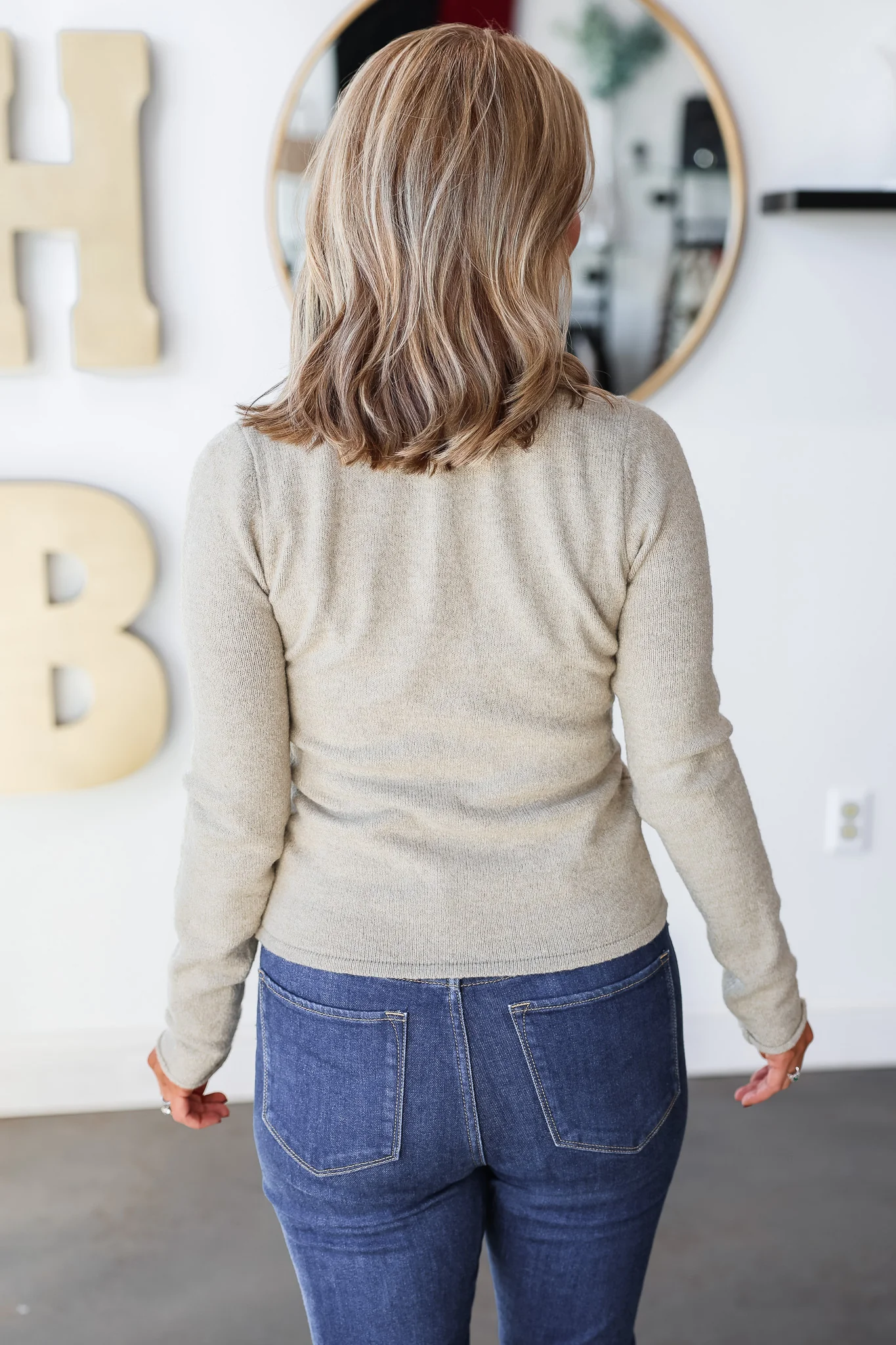 Button Front Sweater - Mocha - Image 5