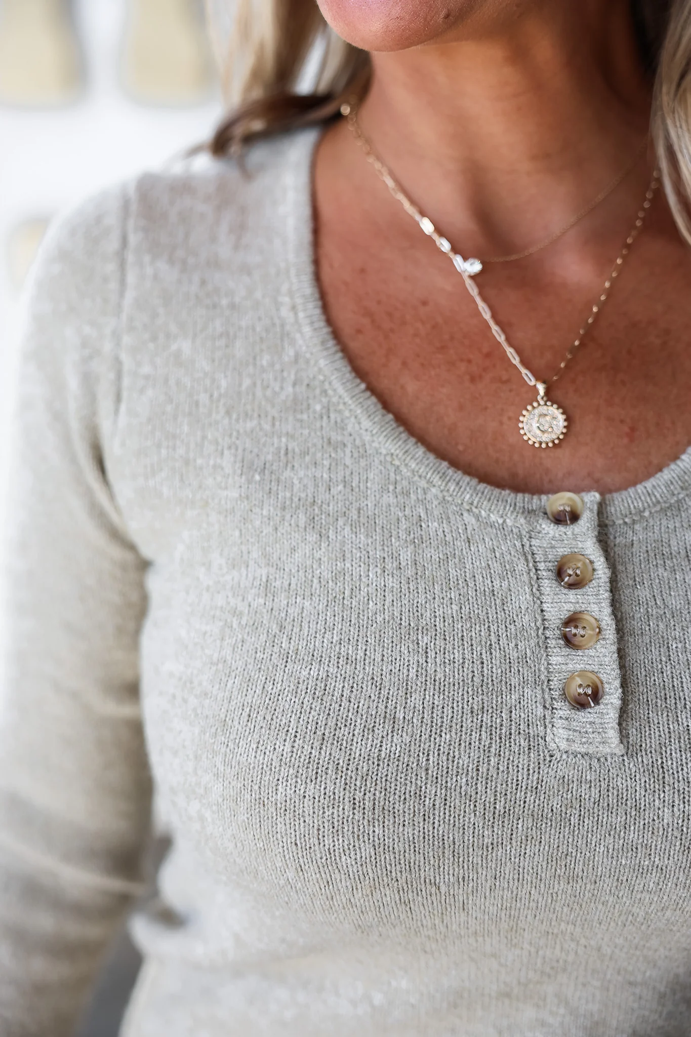Button Front Sweater - Mocha - Image 6