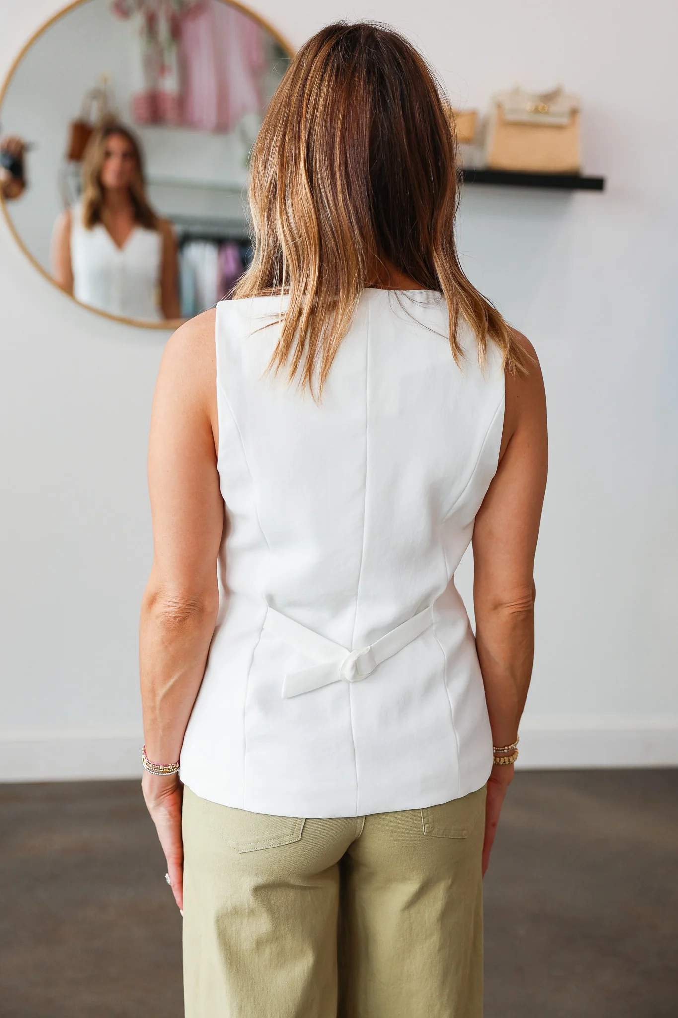 Button Front Vest - White - Image 5