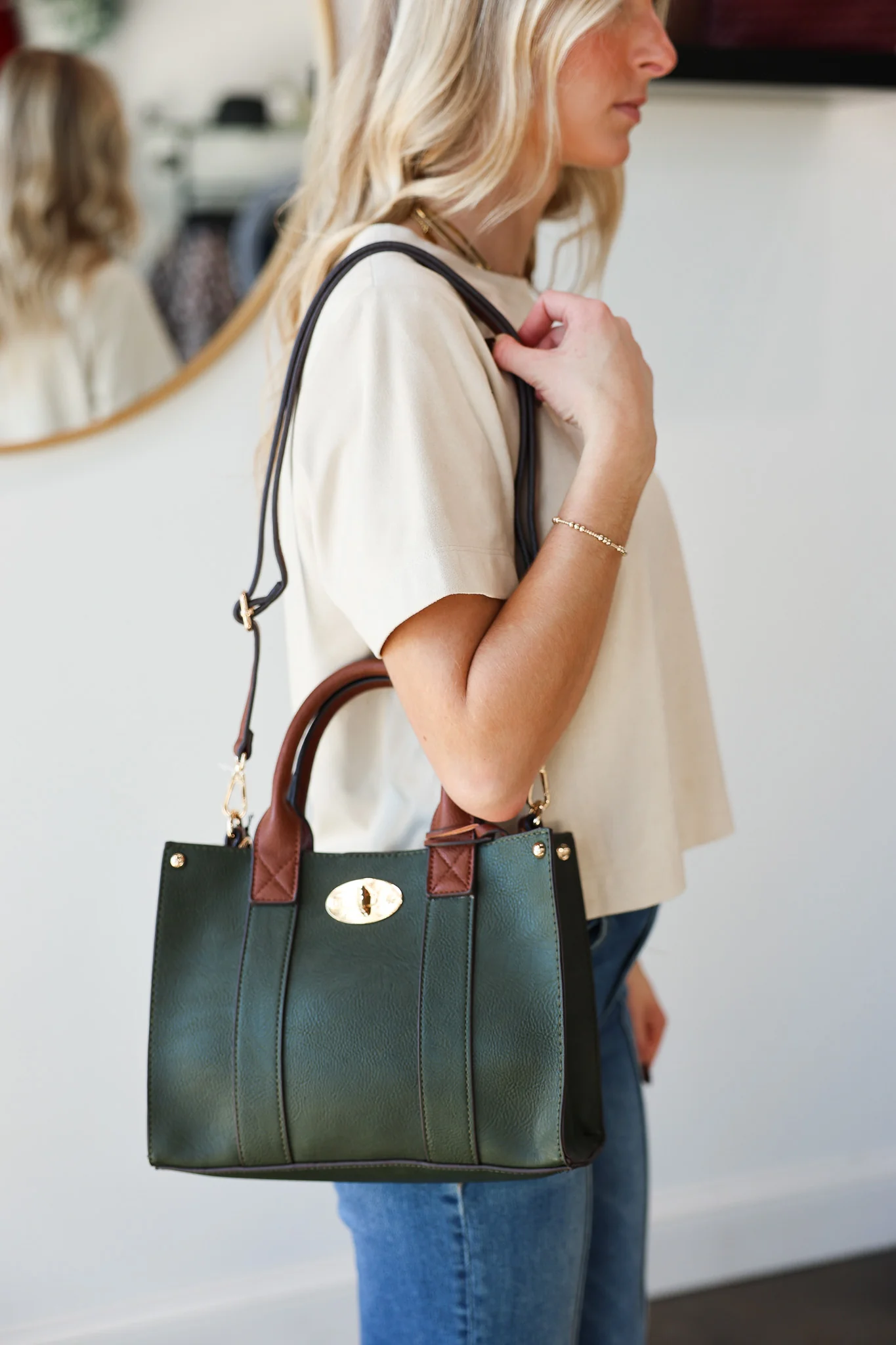 Cameron 3-in-1 Handbag - Olive - Image 3