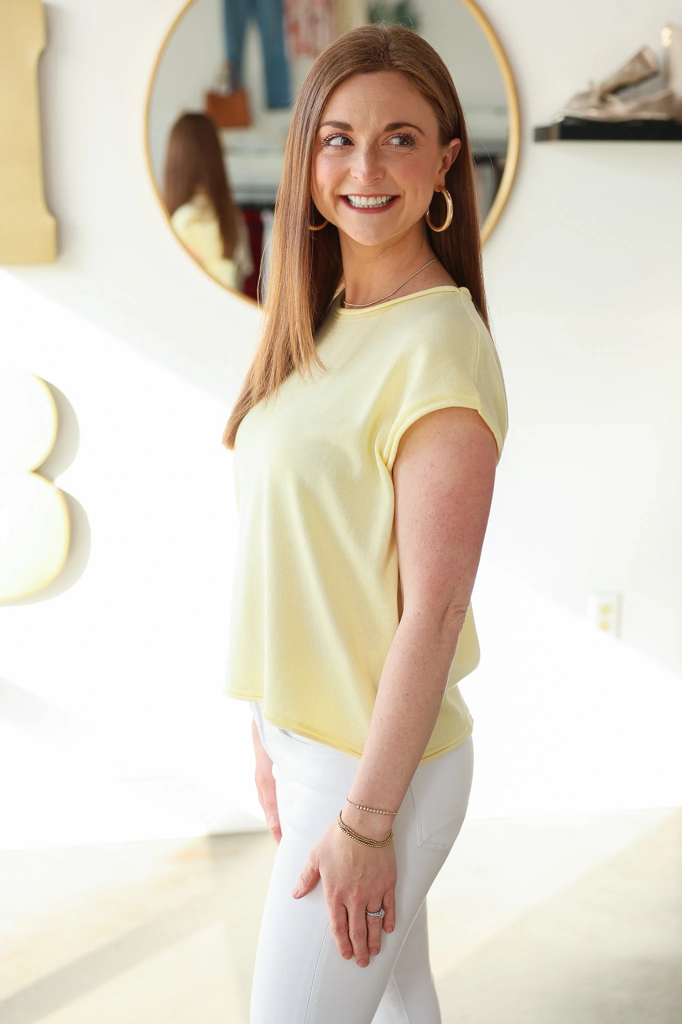 Cap Sleeve Knit Top - Lemon - Image 5