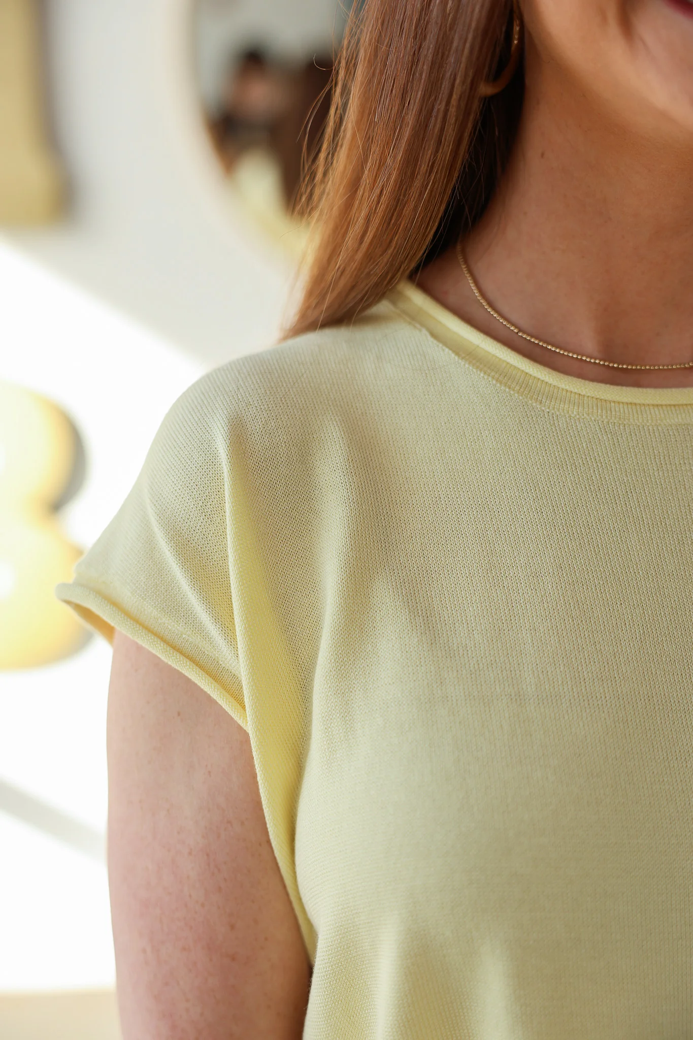 Cap Sleeve Knit Top - Lemon - Image 7