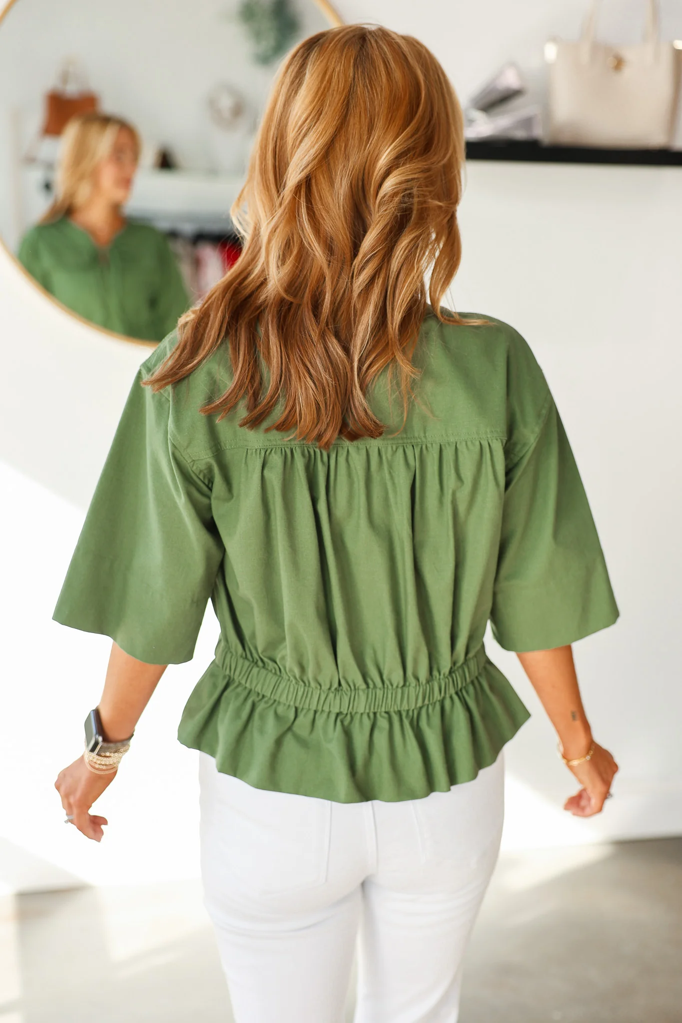 Cinch Waist Top - Green - Image 6