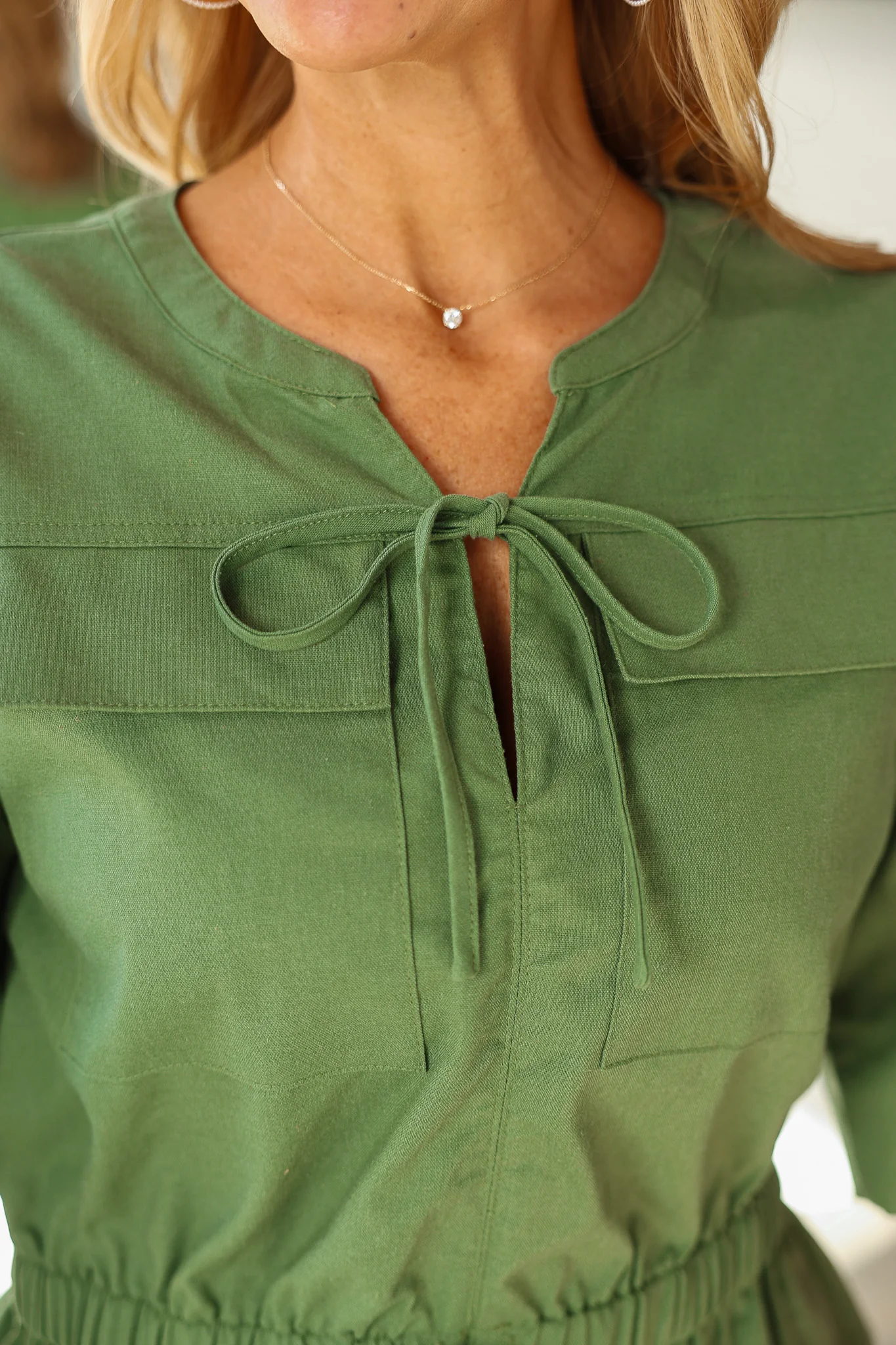 Cinch Waist Top - Green - Image 7