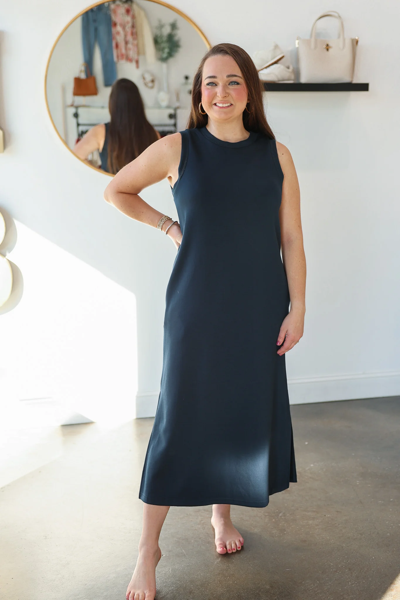 Contrast Trim Maxi Scuba Dress - Navy - Image 4