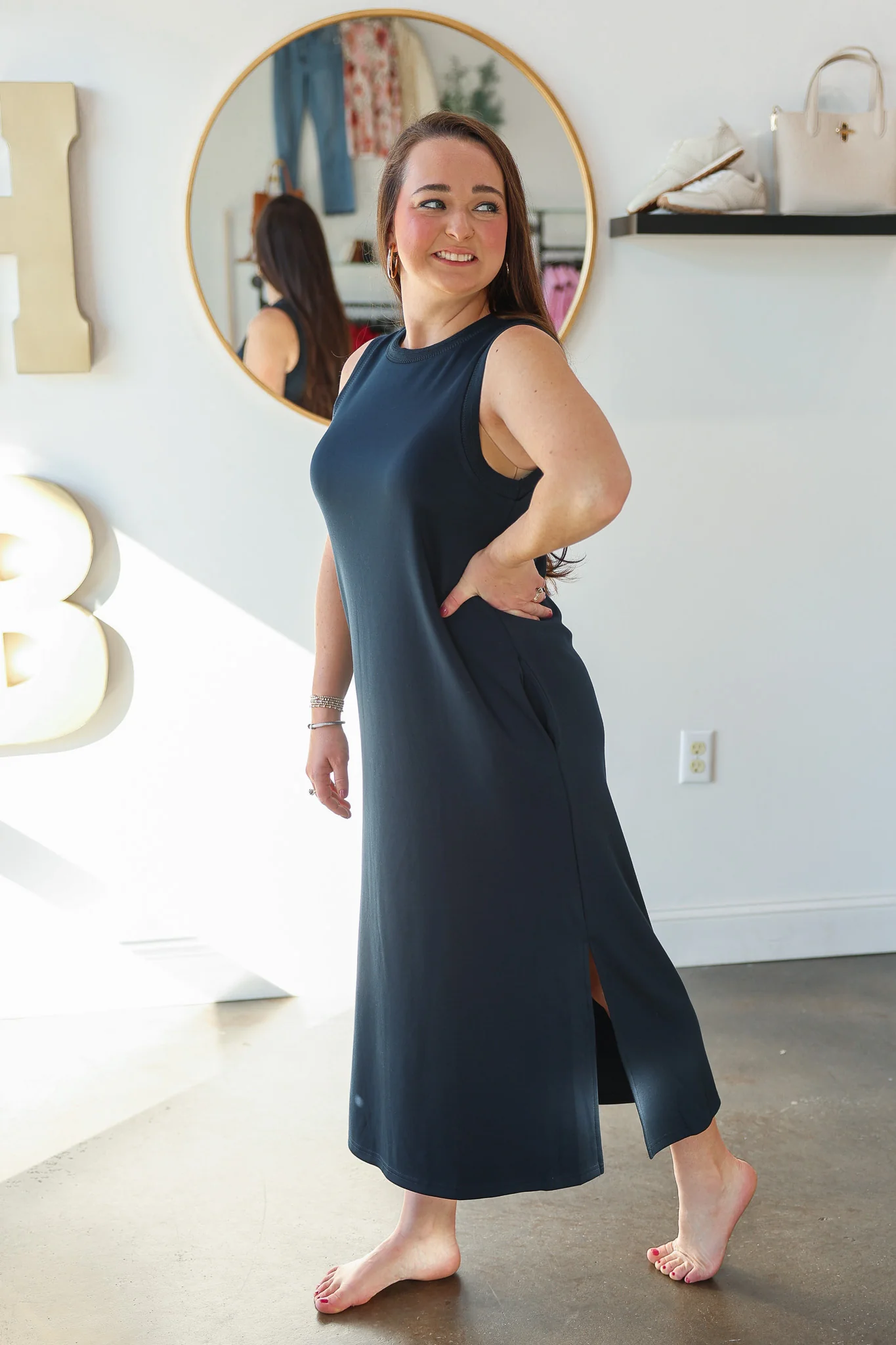 Contrast Trim Maxi Scuba Dress - Navy - Image 7