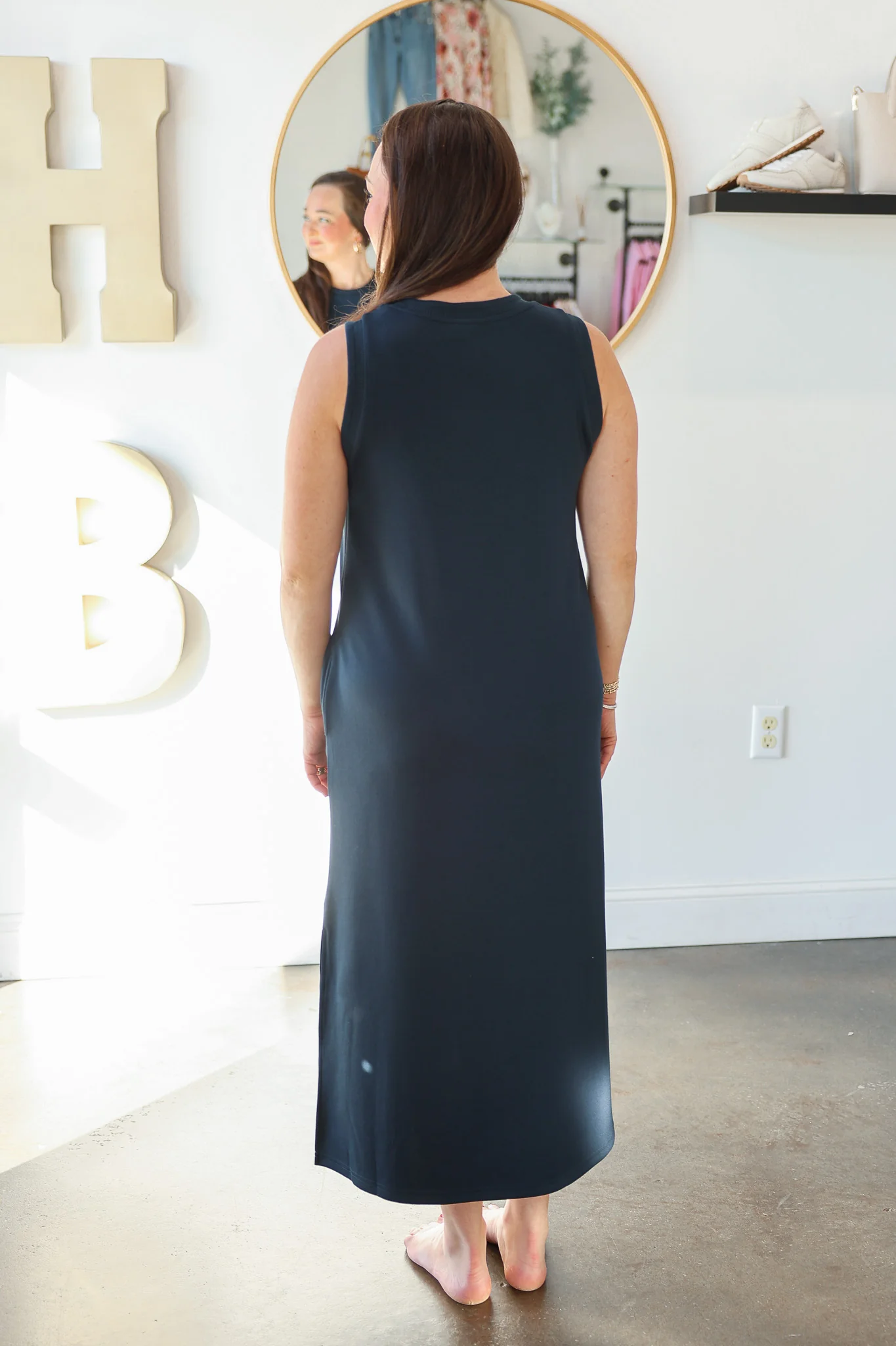 Contrast Trim Maxi Scuba Dress - Navy - Image 8