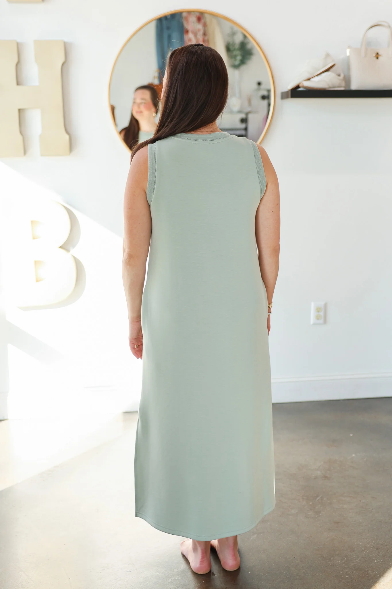 Contrast Trim Maxi Scuba Dress - Sage - Image 5