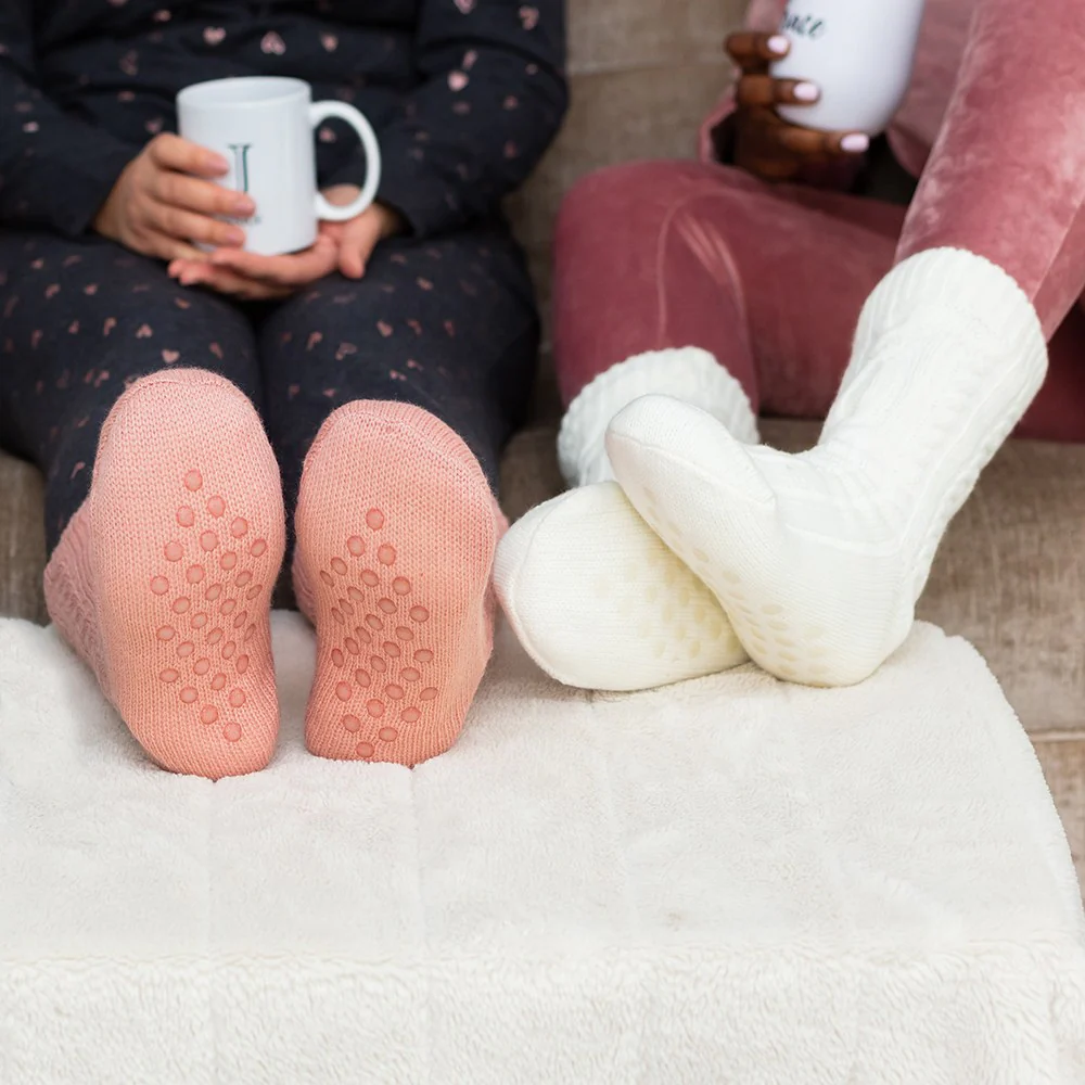 Cozy Sherpa Lined Cable Knit Slipper Socks - Image 6