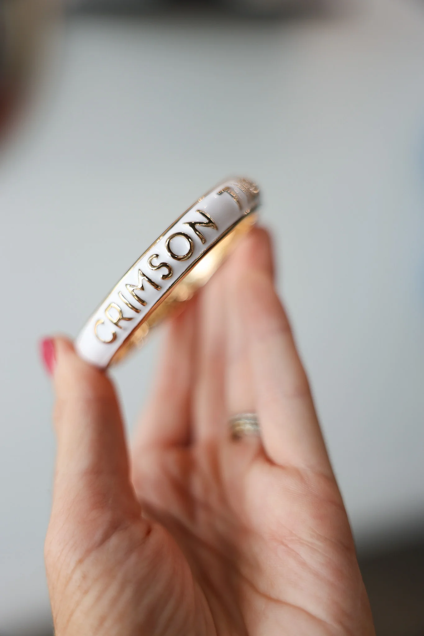 Crimson Tide Sculpted Enamel Hinge Bangle - White - Image 5