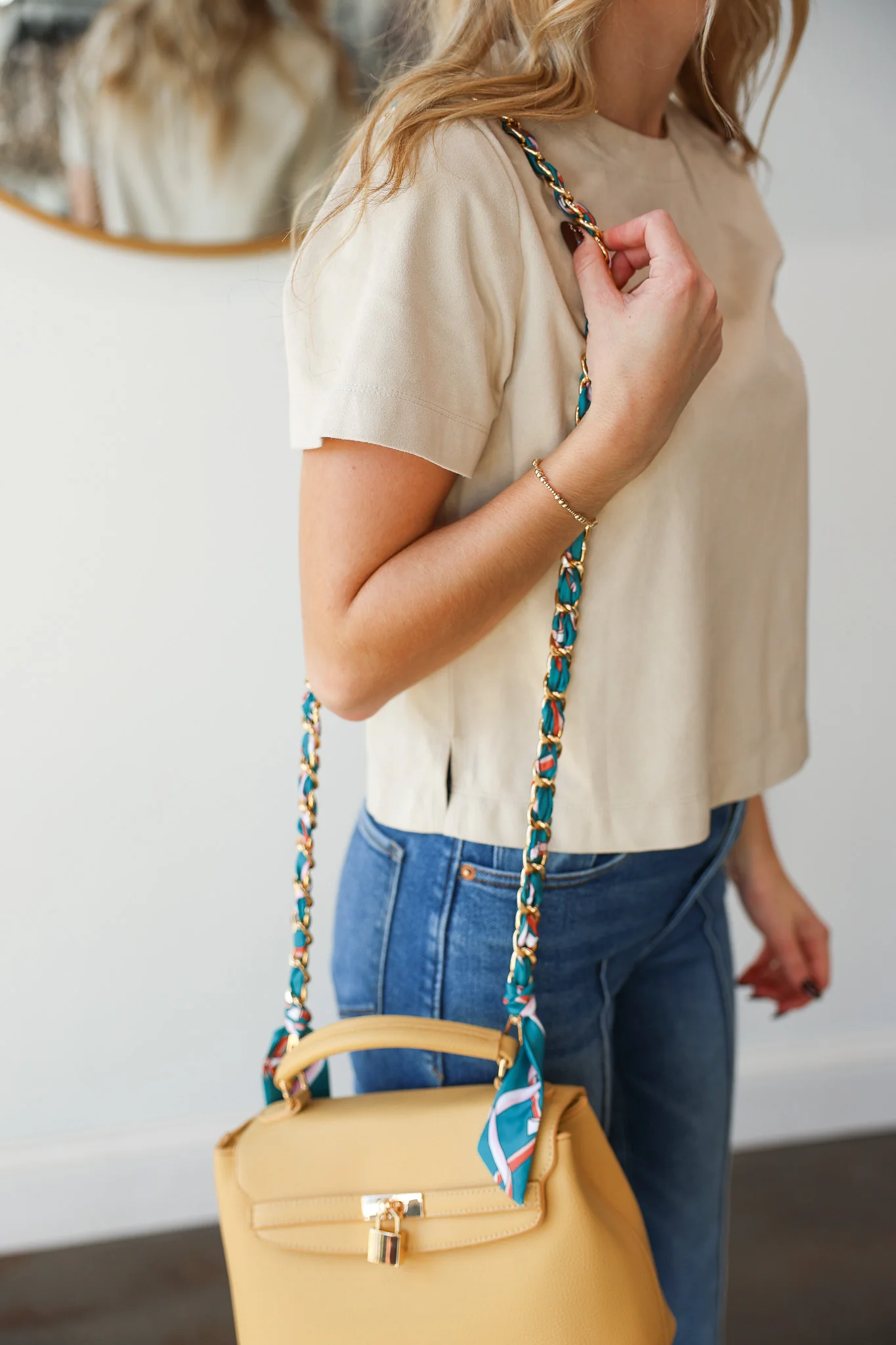 Crossbody Scarf Chain Strap - Teal - Image 3