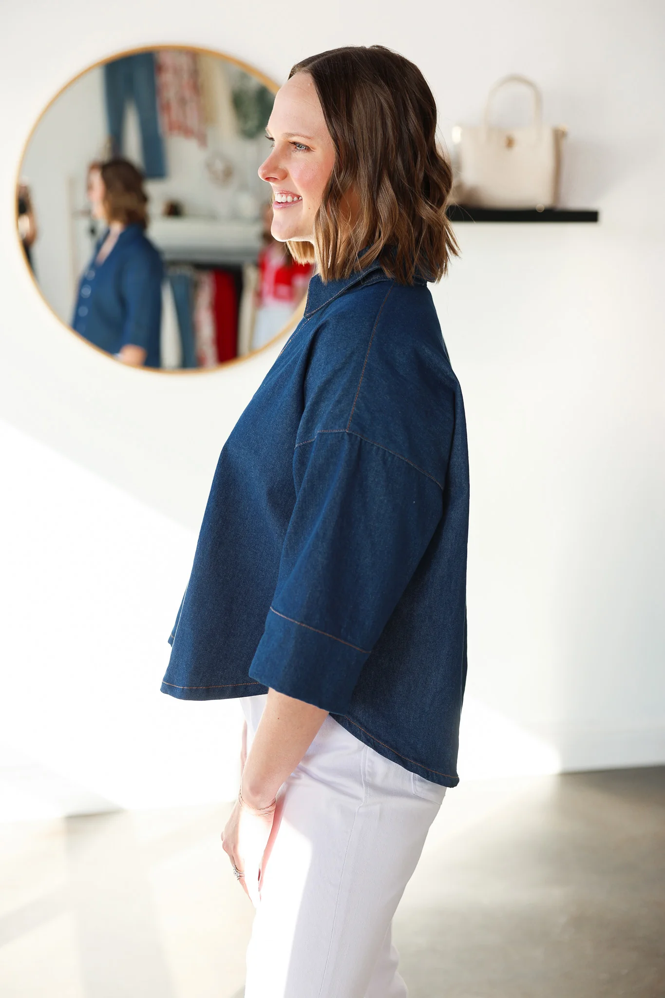 Denim Button Front Top - Image 5