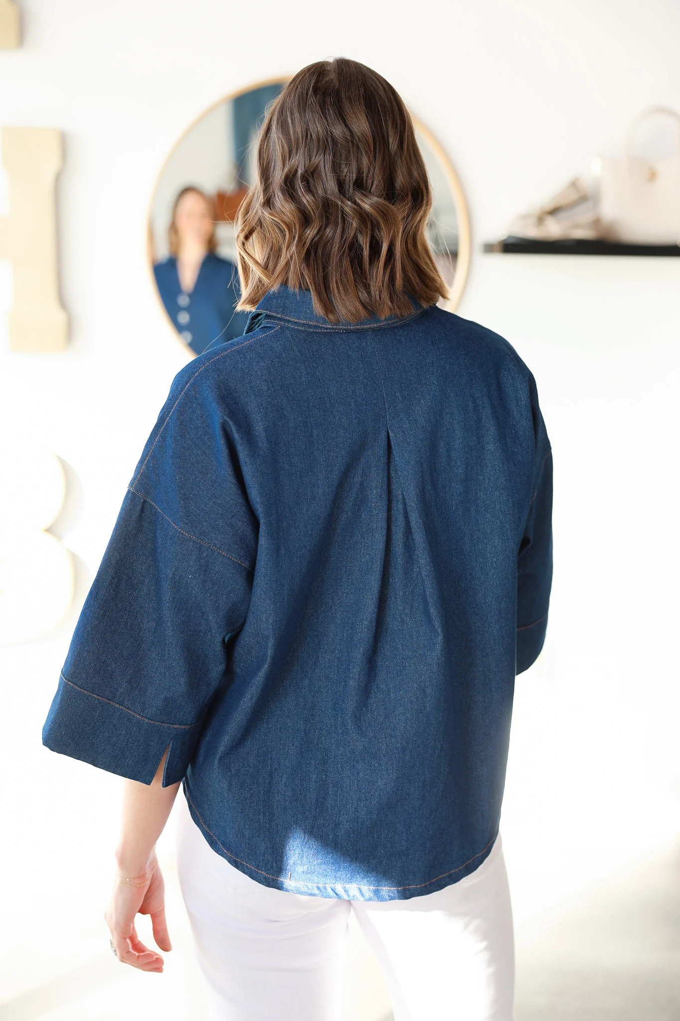 Denim Button Front Top - Image 6