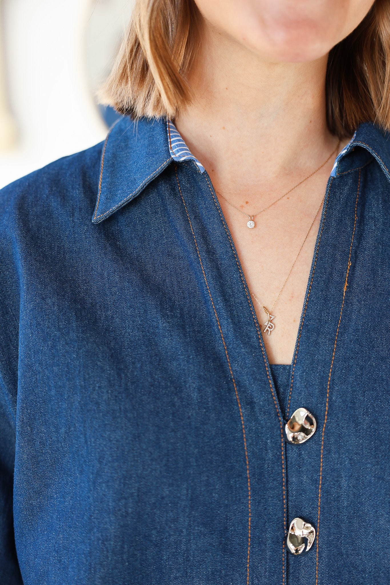 Denim Button Front Top - Image 7