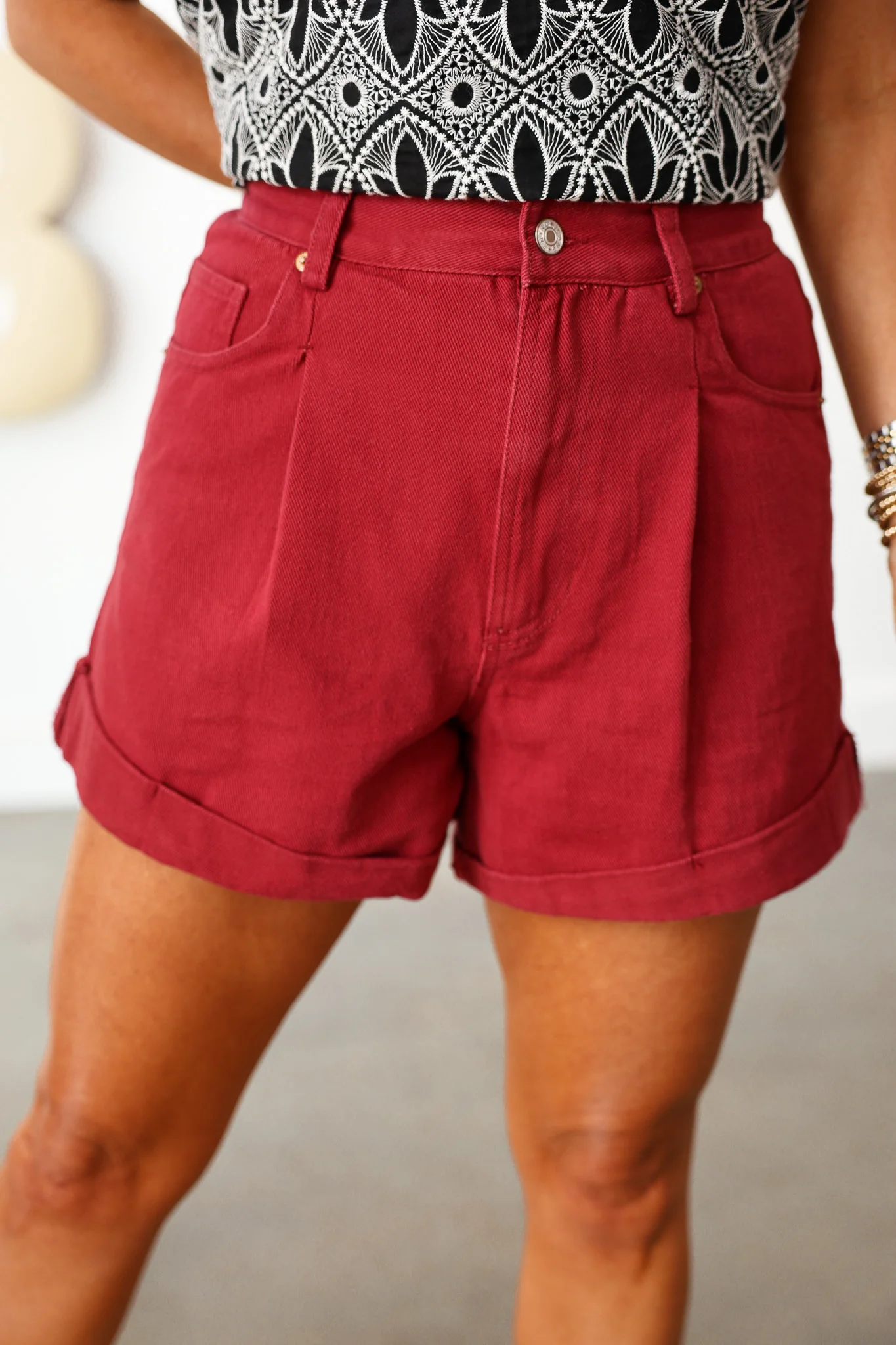Denim Shorts - Garnet