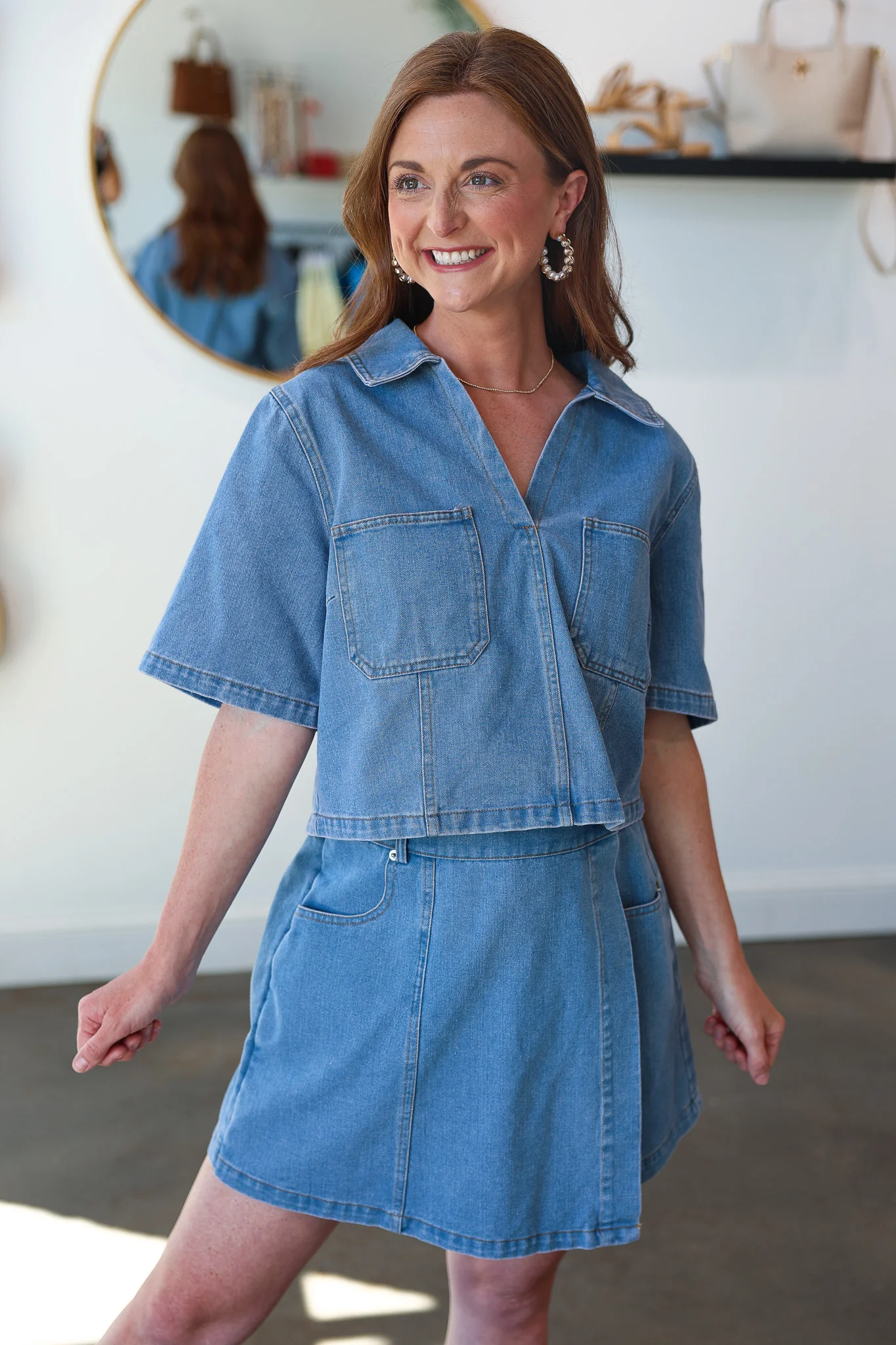 Denim Skort - Light Wash - Image 6