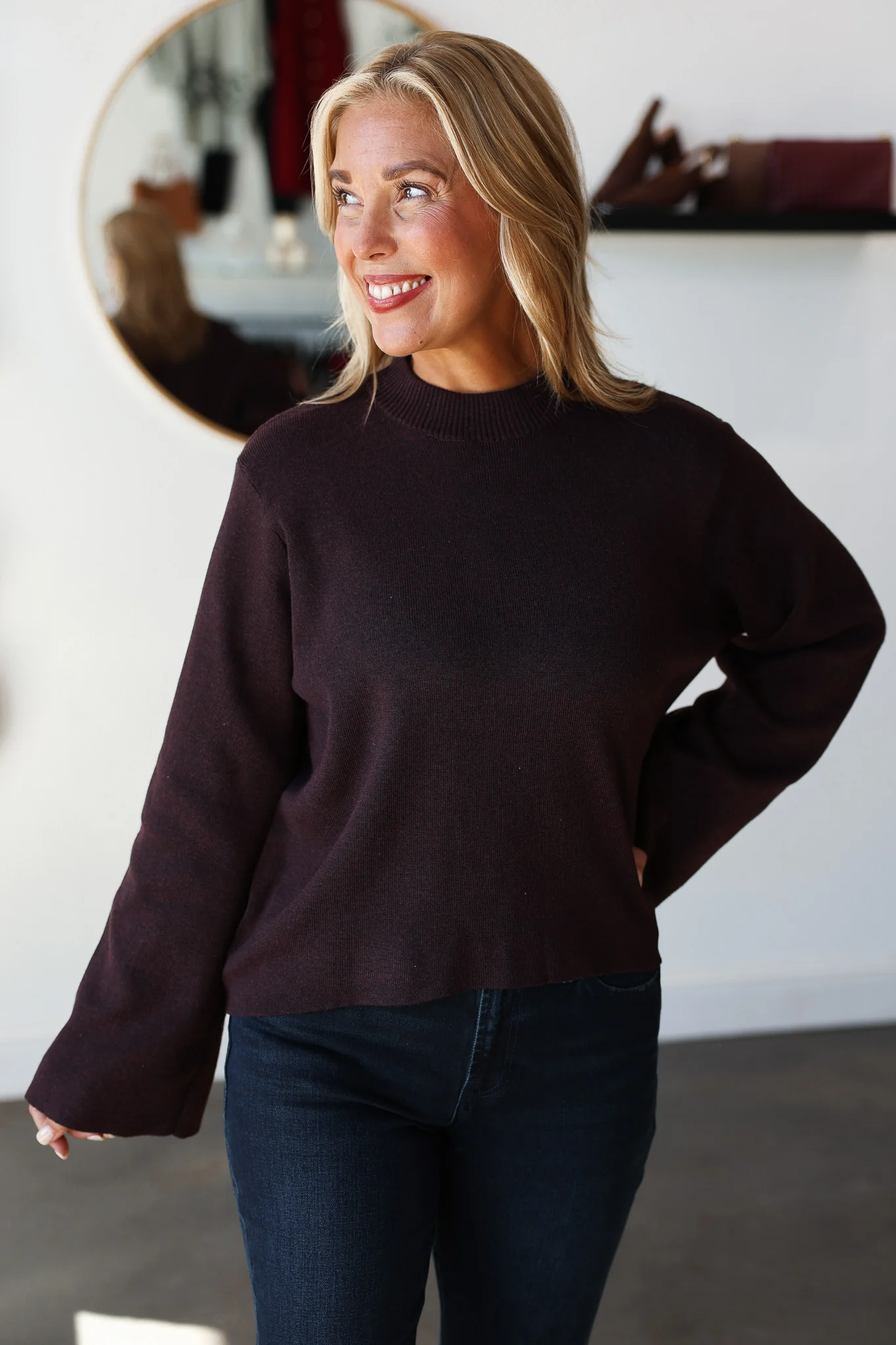 Dressy Knit Sweater - Espresso