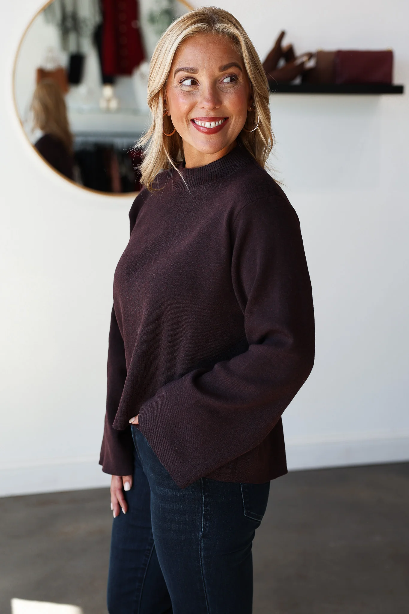 Dressy Knit Sweater - Espresso - Image 6