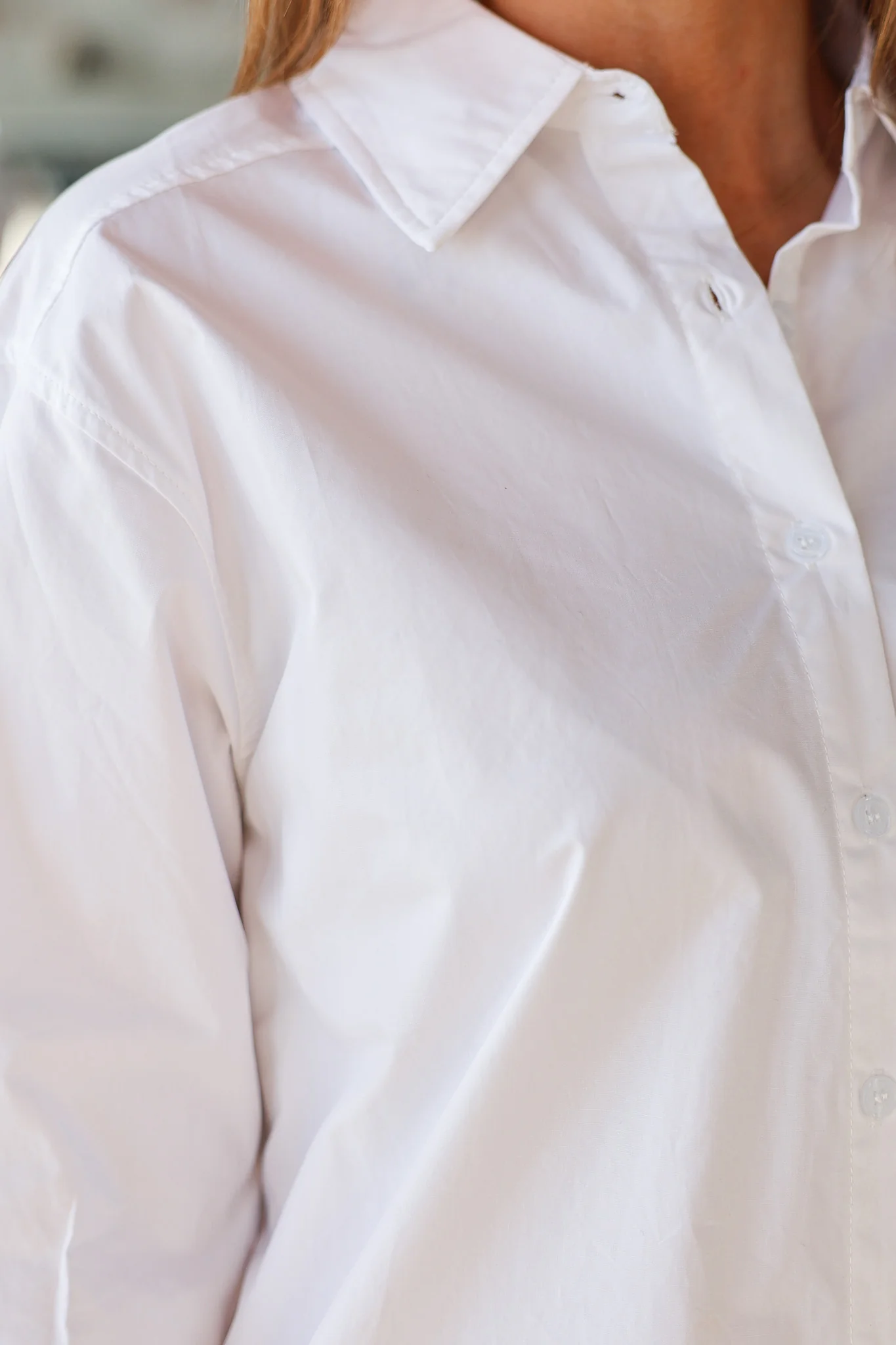 Elastic Sleeve Button Down - White - Image 7
