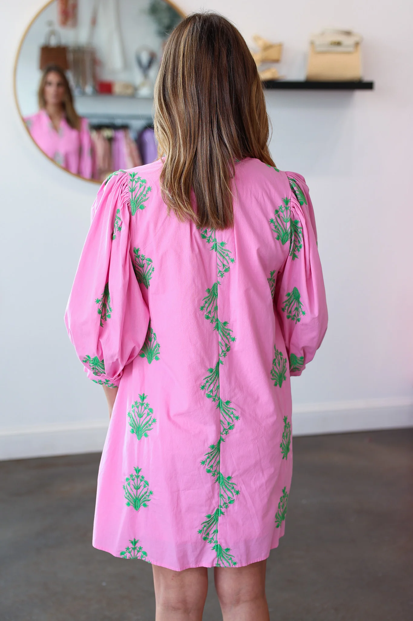 Embroidered Flowy Dress - Pink - Image 8