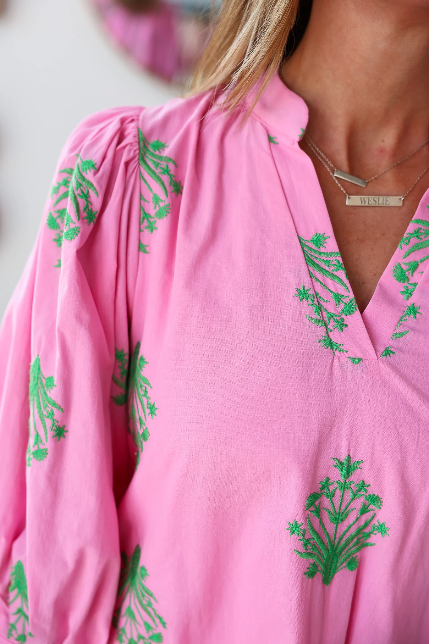 Embroidered Flowy Dress - Pink - Image 9