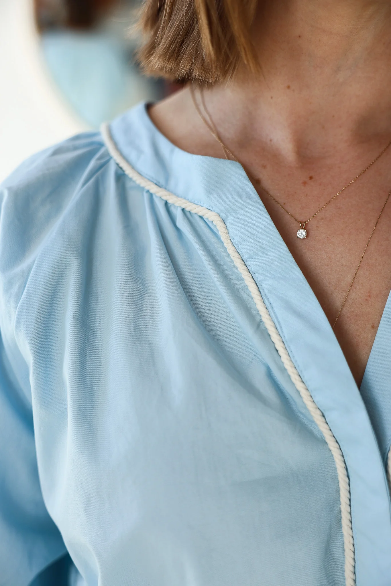 Embroidered Sleeve Top - Baby Blue - Image 9