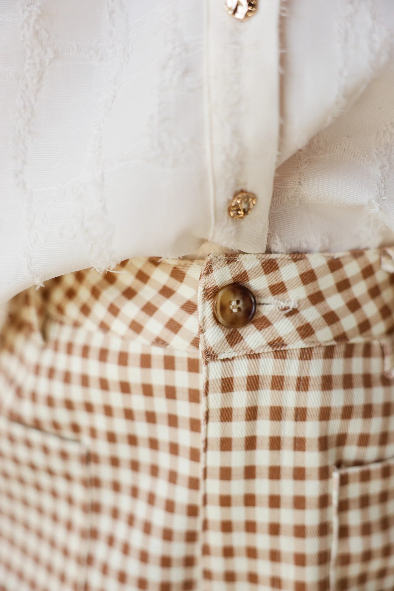 Gingham Shorts - Tan - Image 4