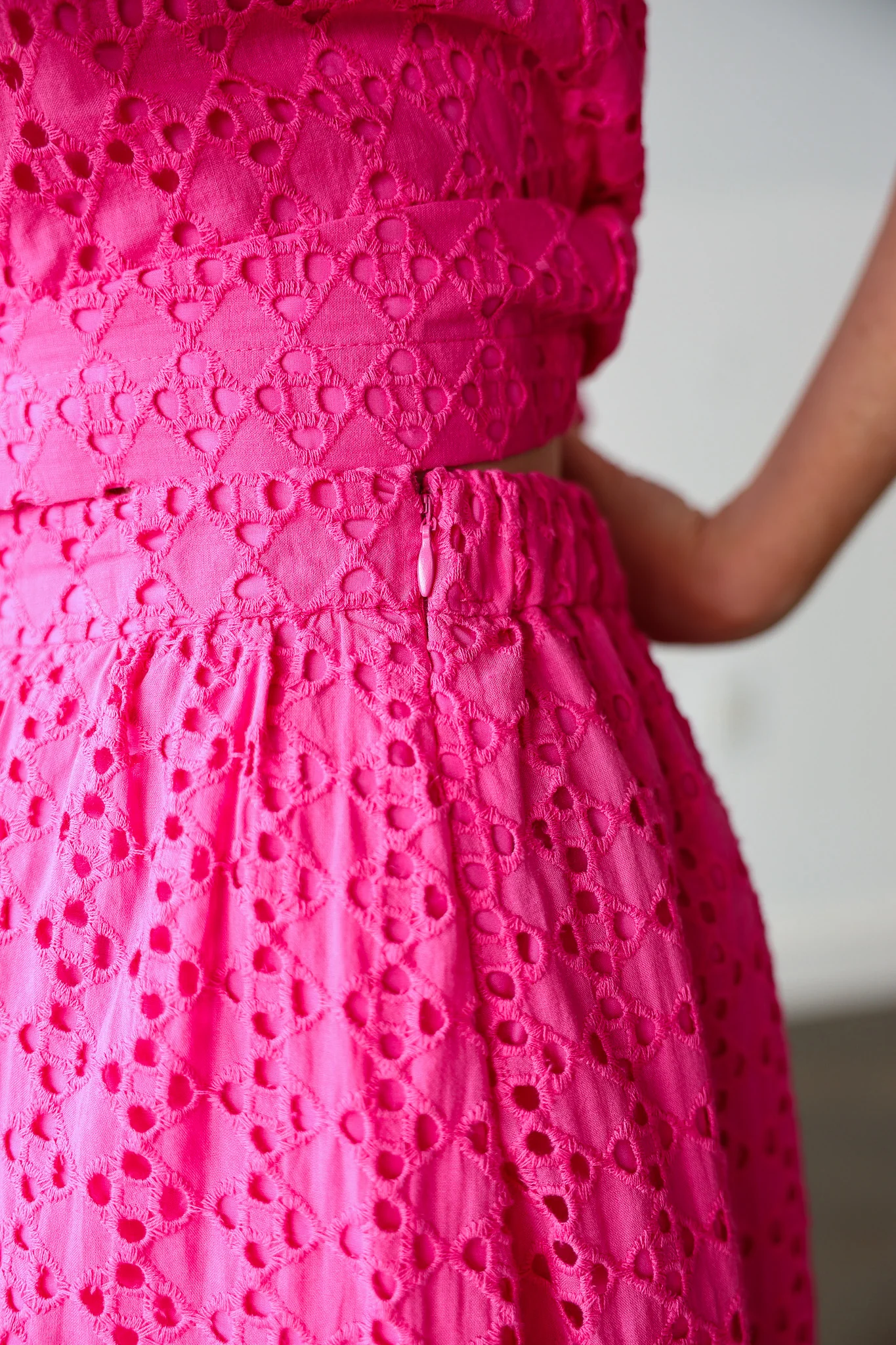 Eyelet Midi Skirt - Pink - Image 8