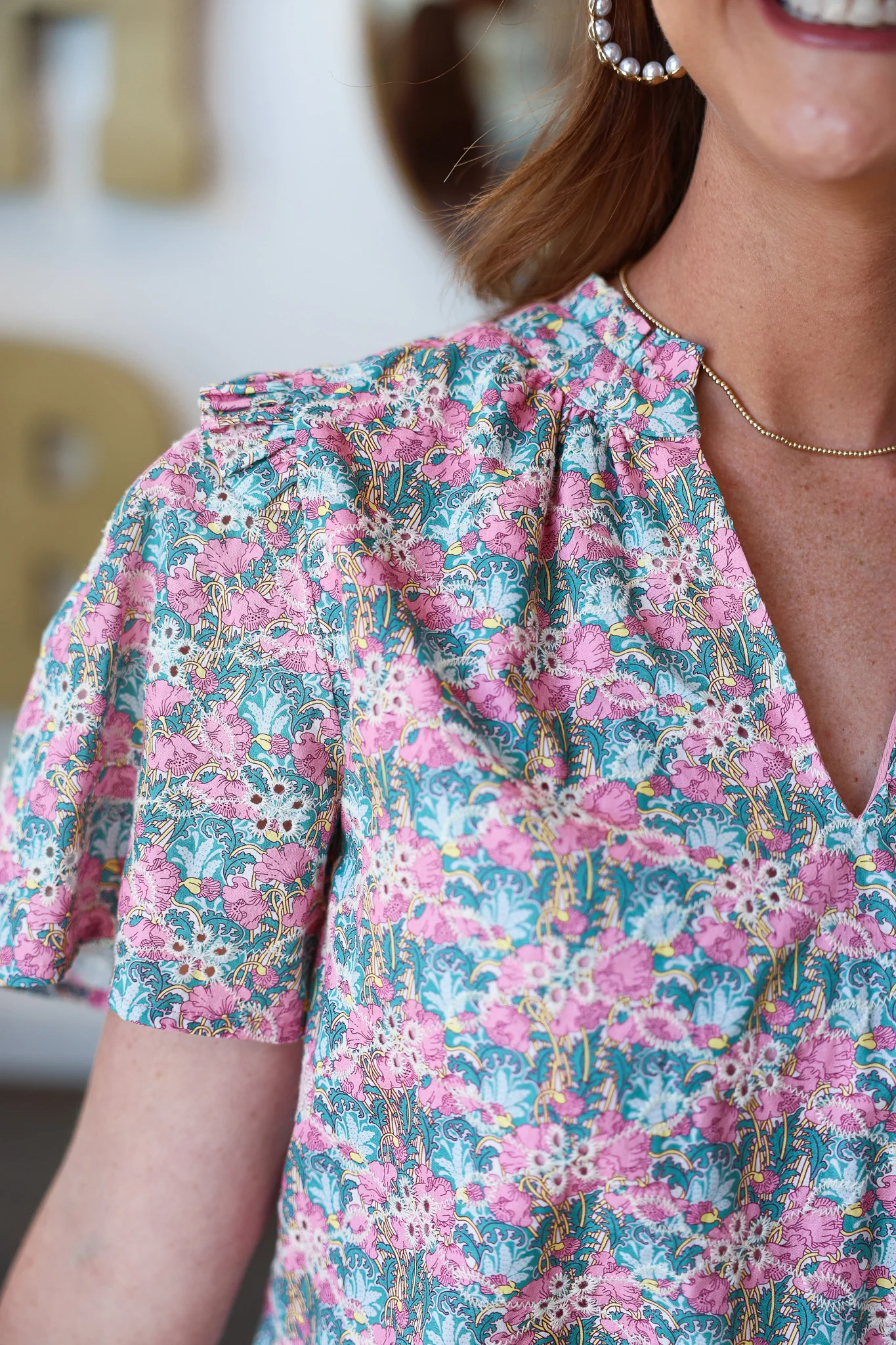 Embroidered V Neck Pastel Top - Image 10