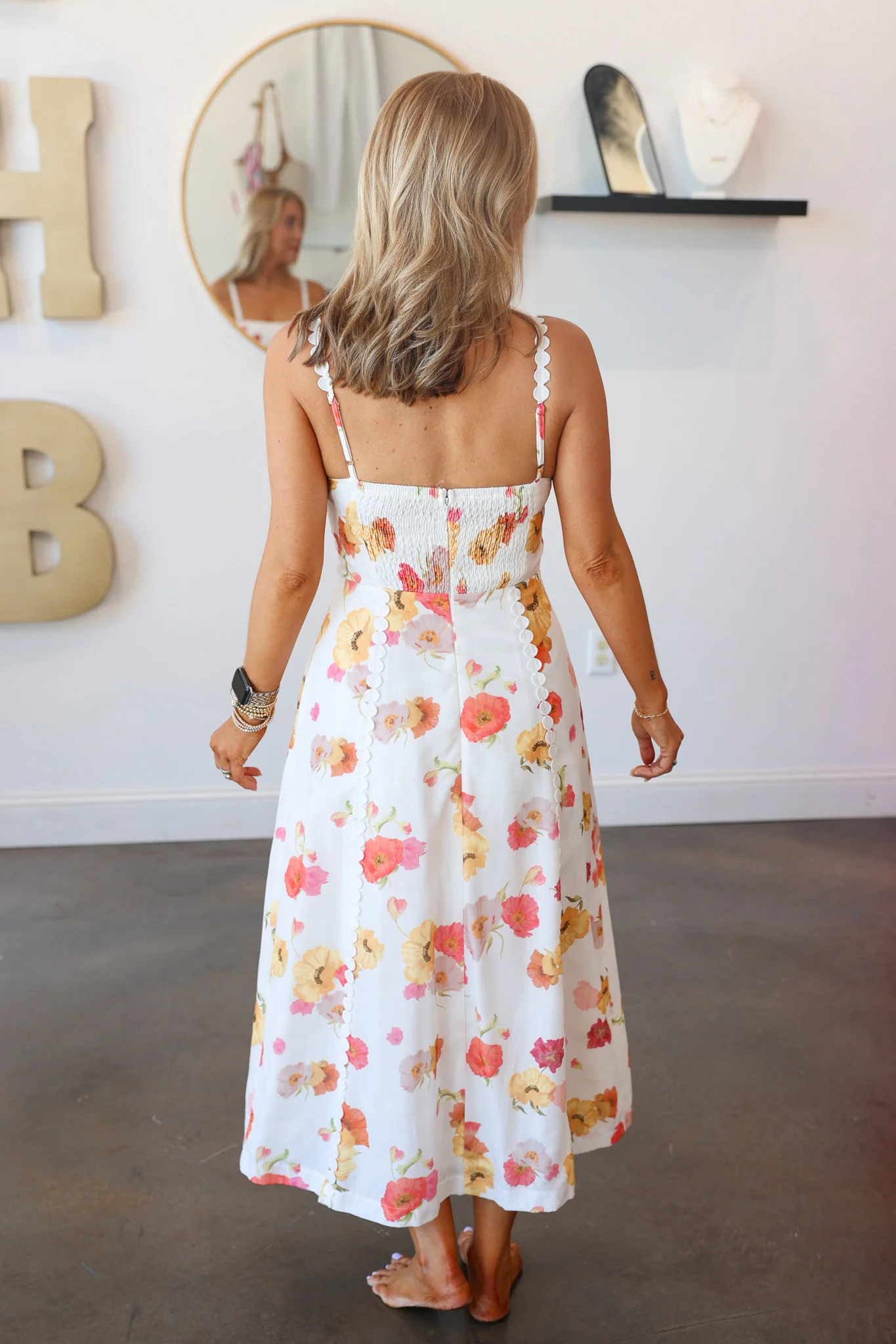 Floral Print Embroidered Trim Dress - Image 7