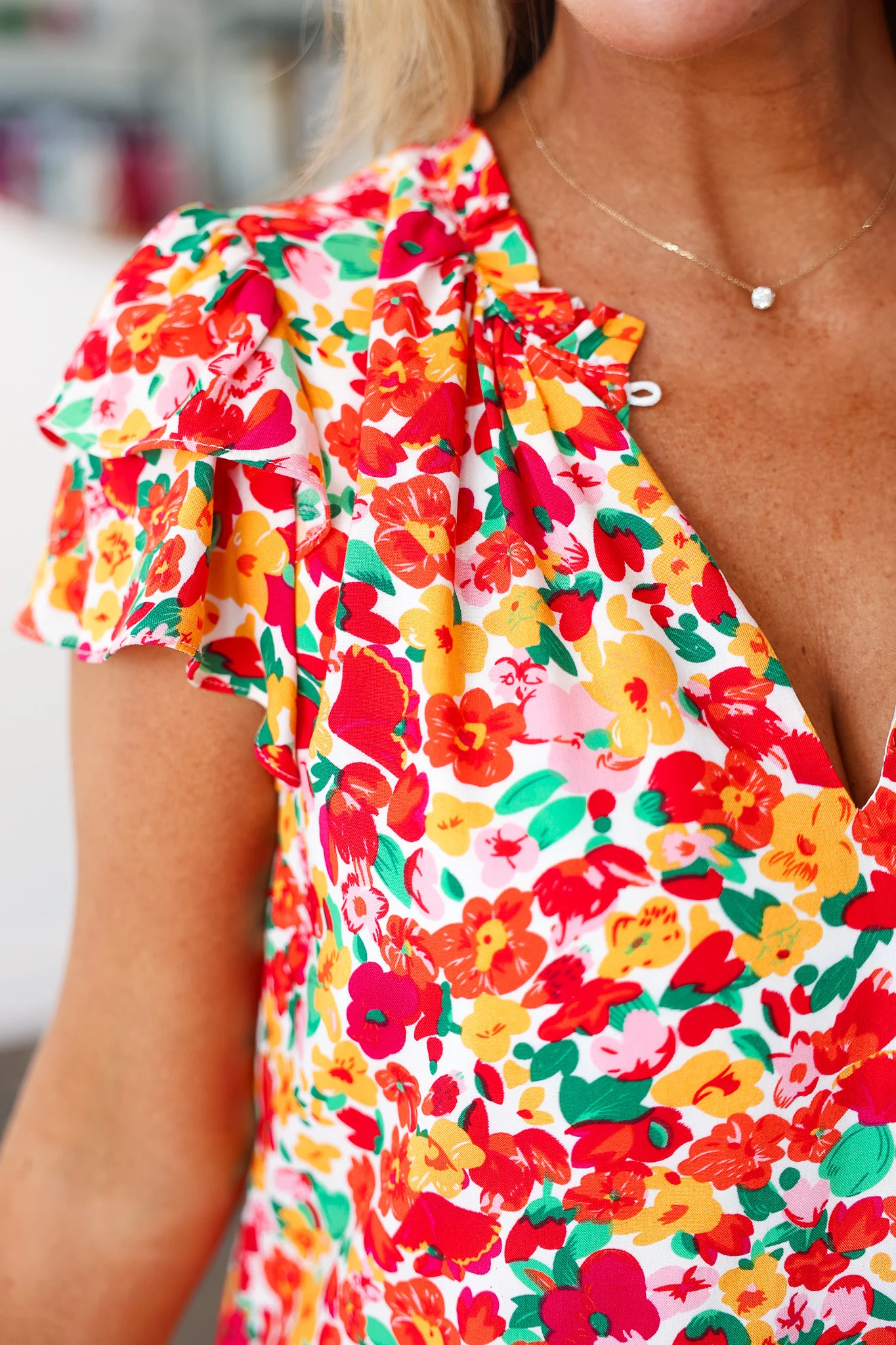 Floral Ruffle Sleeve Blouse - Image 6