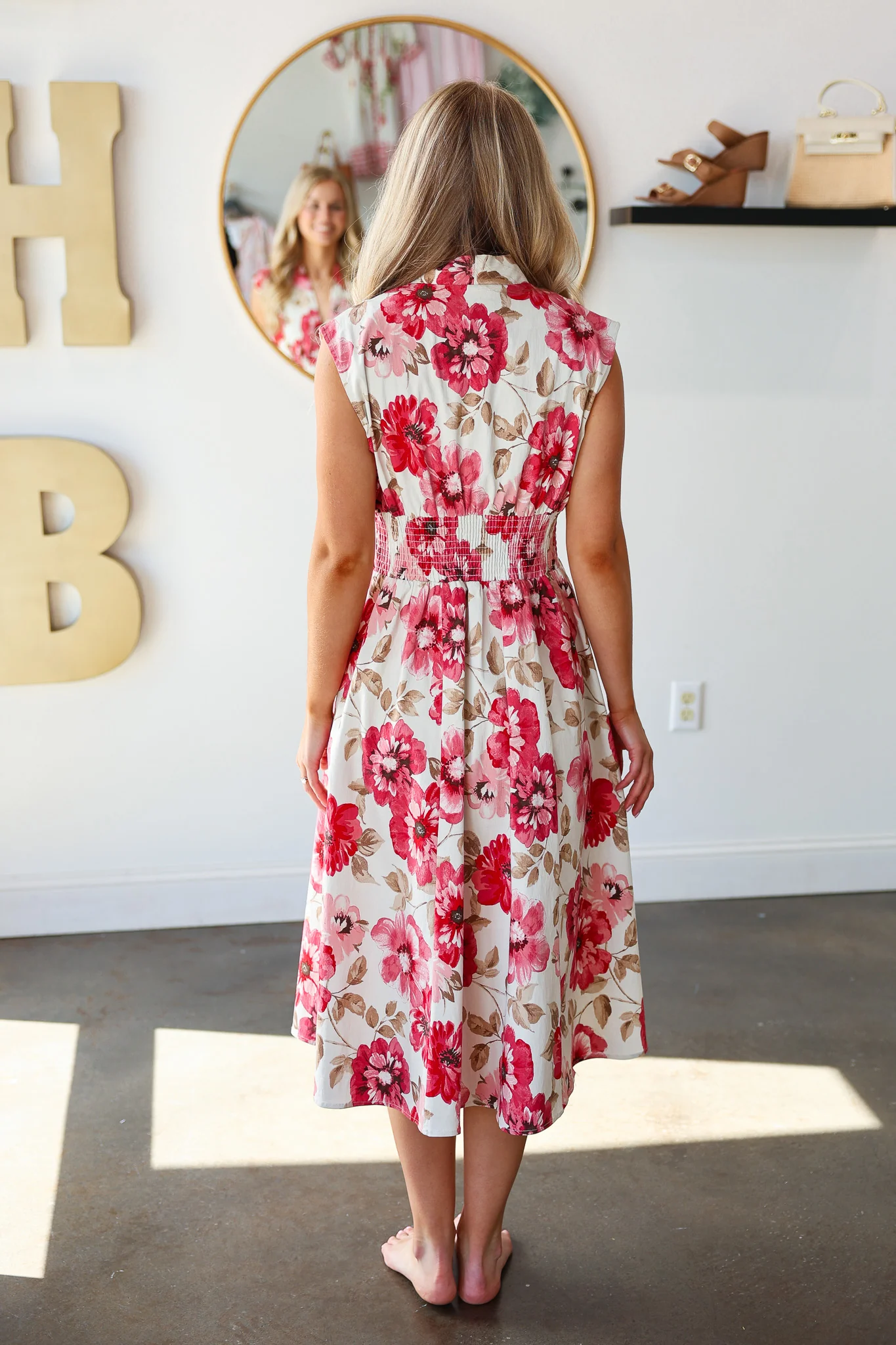 Floral Smocked Waist Dress - Image 8