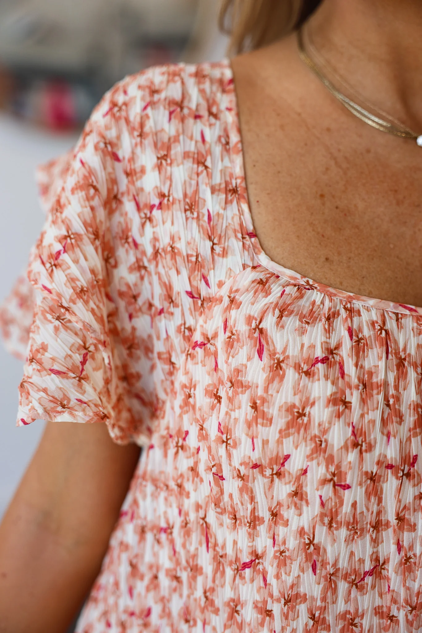 Floral Tie Back Mini Dress - Apricot - Image 9