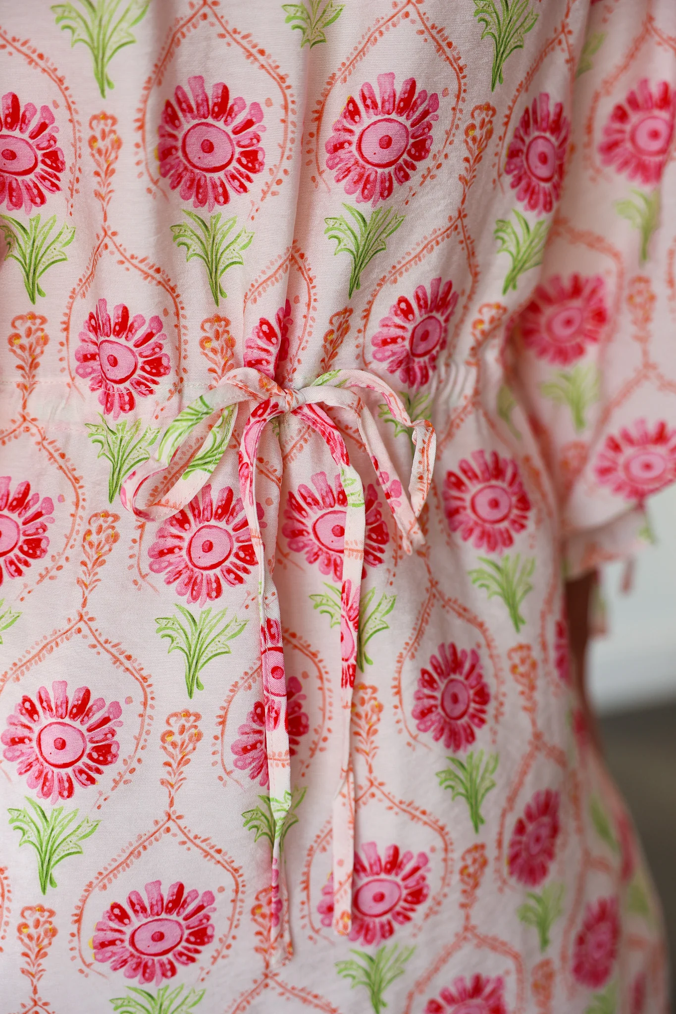 Flower Print Mini Dress - Cream Coral - Image 7