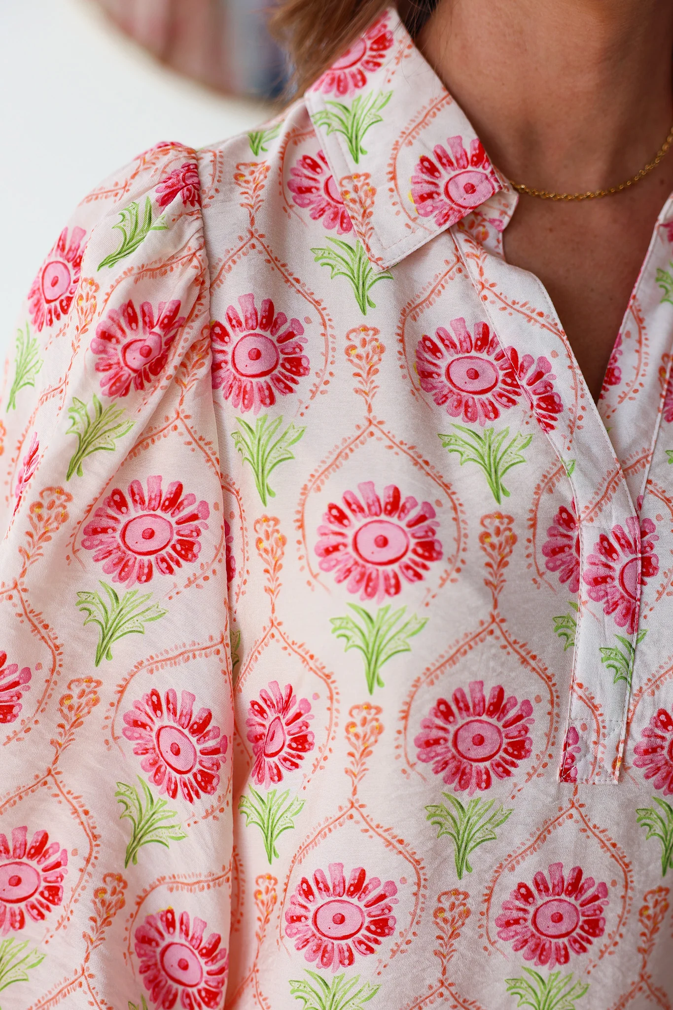 Flower Print Mini Dress - Cream Coral - Image 8