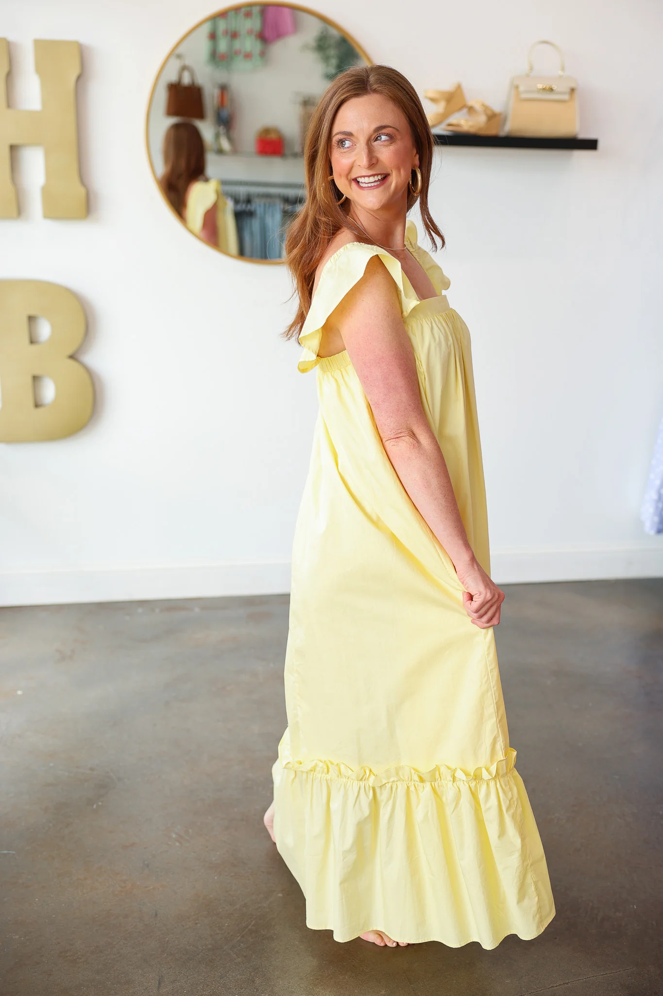 Flutter Sleeve Maxi Dress - Yellow - Image 2