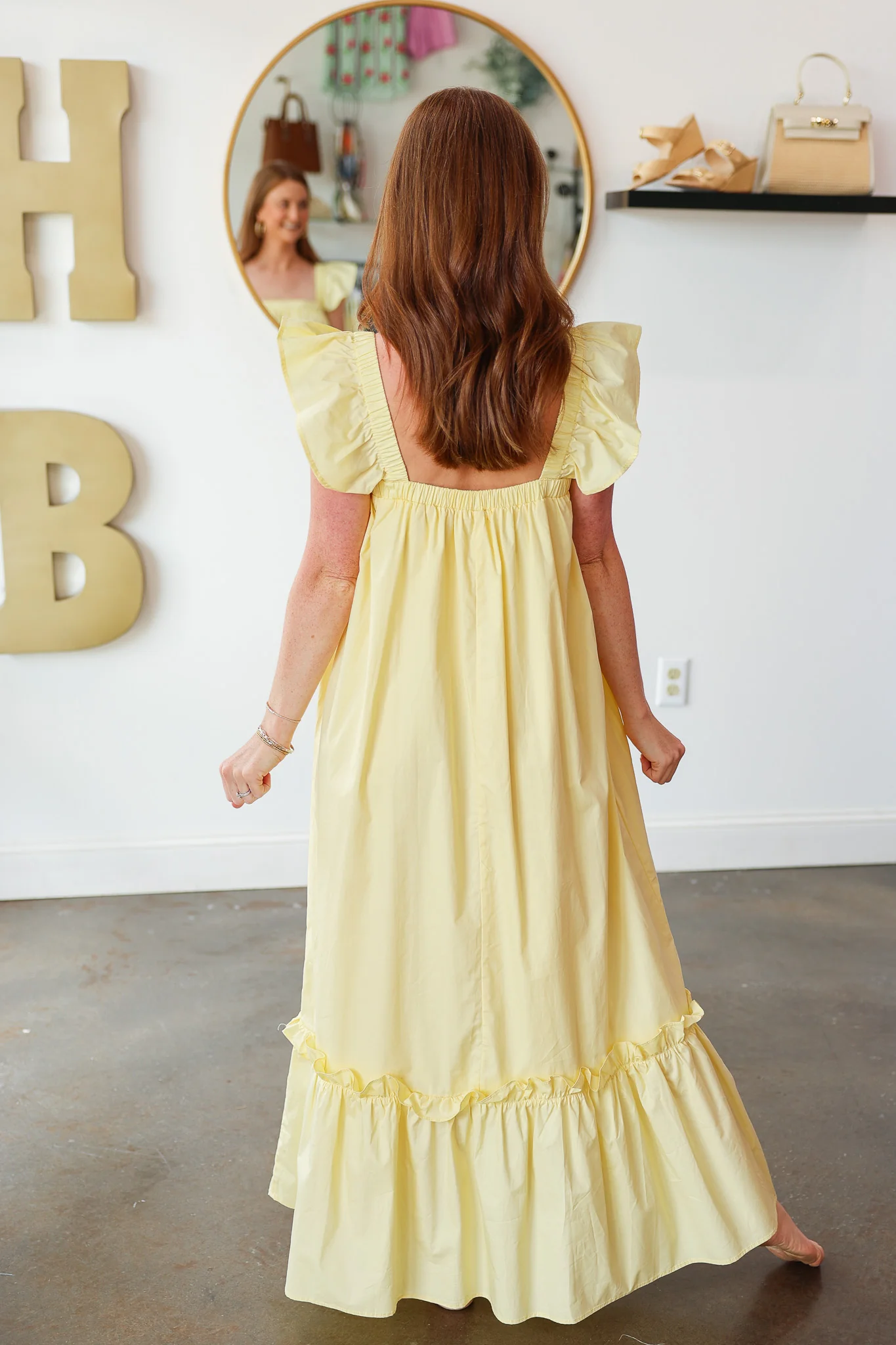 Flutter Sleeve Maxi Dress - Yellow - Image 6