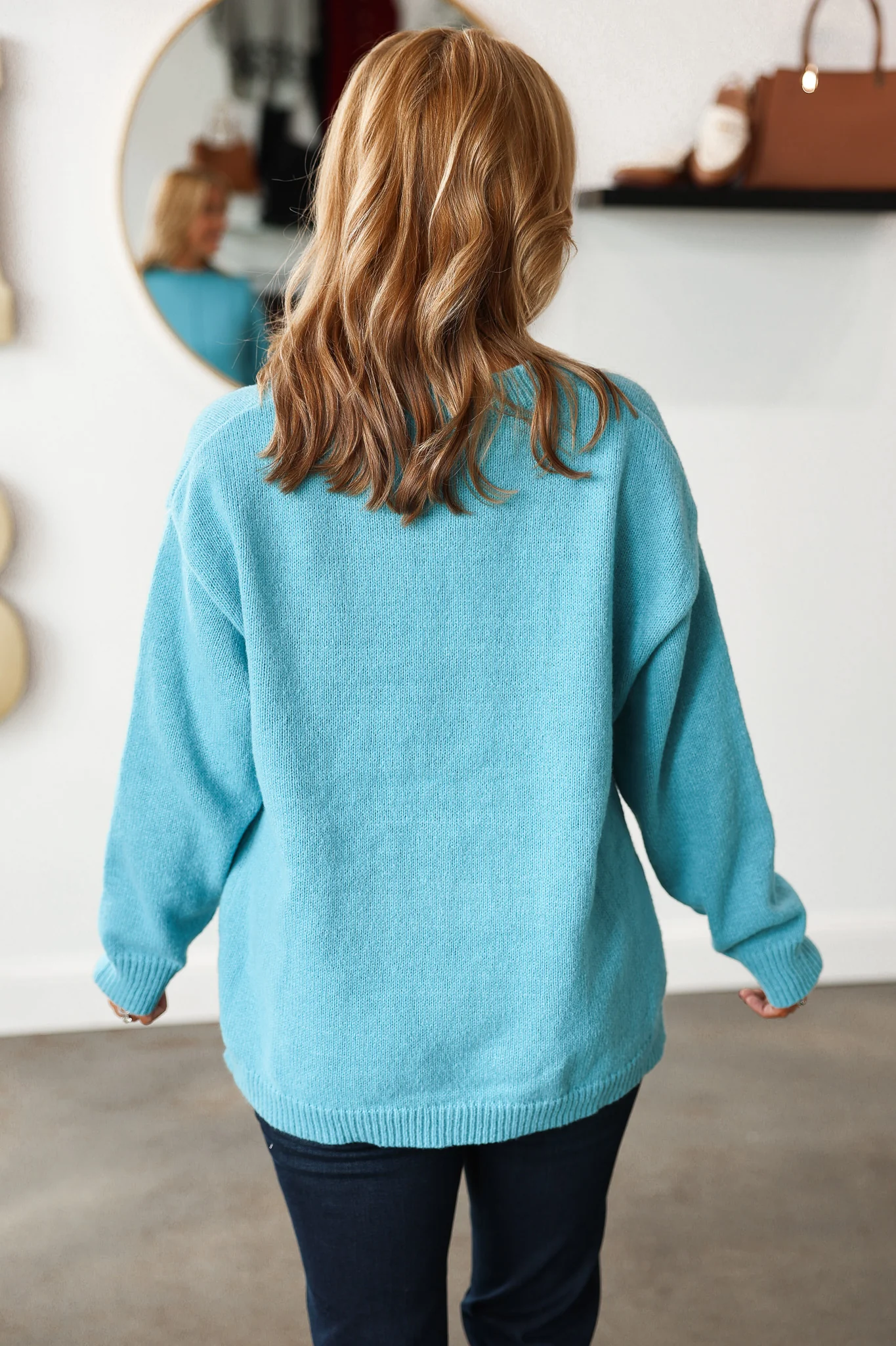 Front Seam Sweater - Turquoise - Image 6