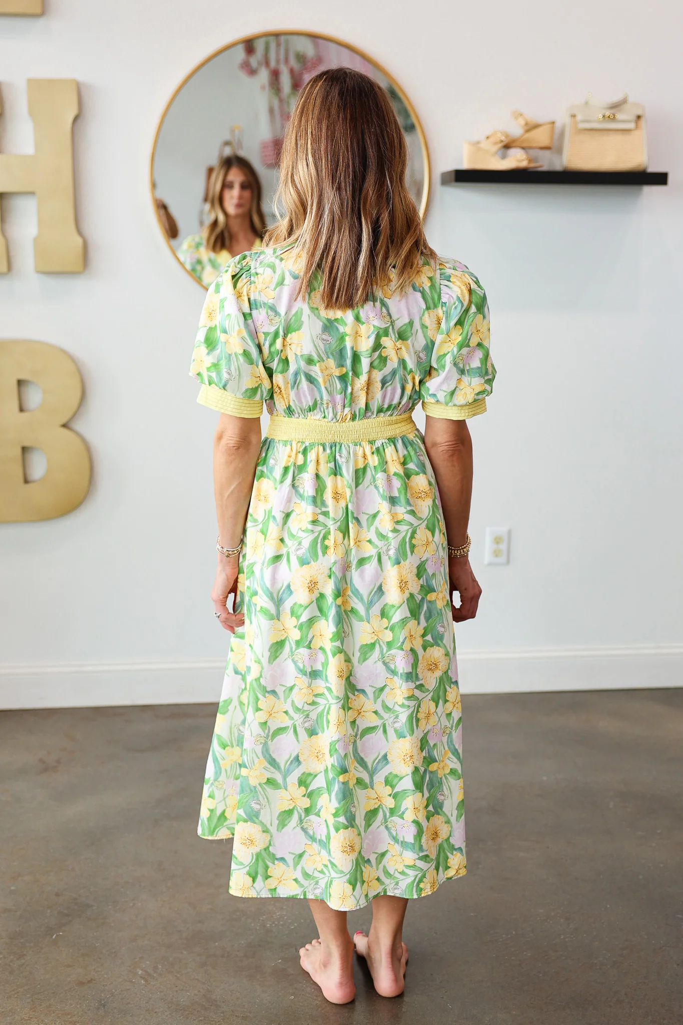 Front Zip Floral Dress - Yellow - Image 6