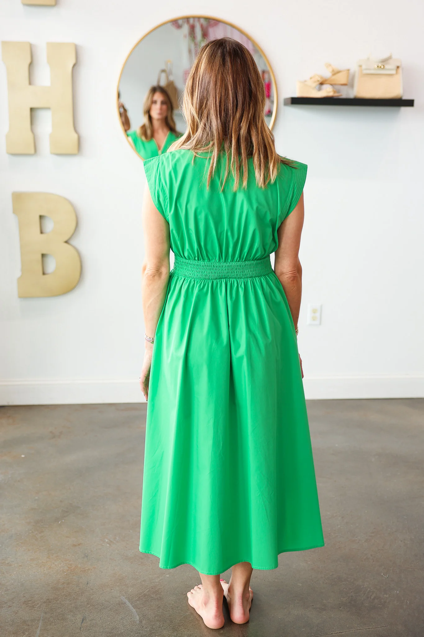 Front Zip Midi Dress - Green - Image 6